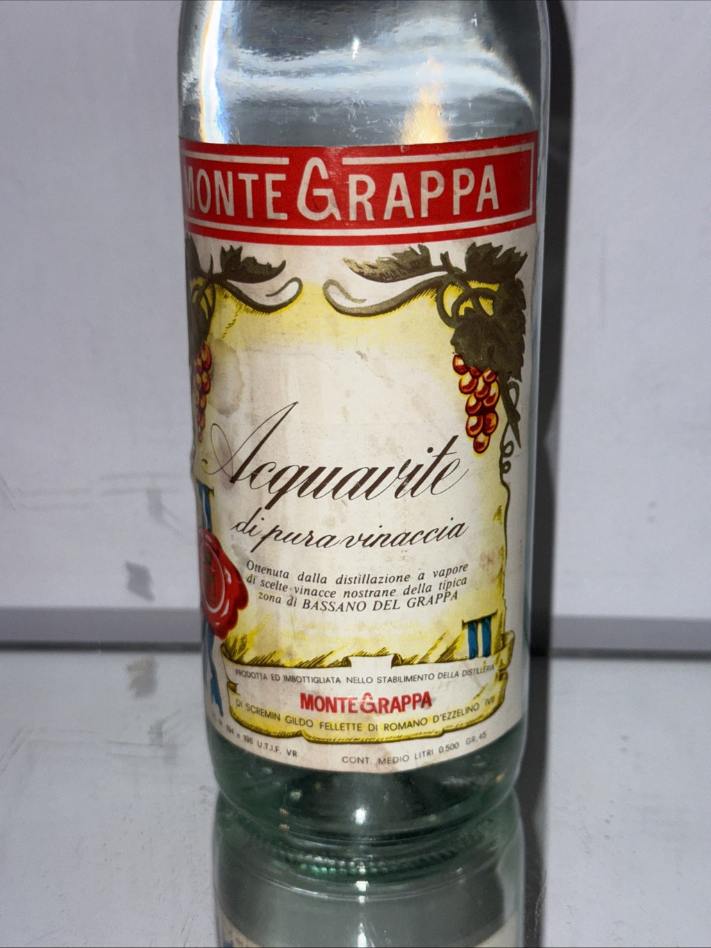 Acquavite di pura vinaccia” produced by Distilleria Monte Grappa 1970s
