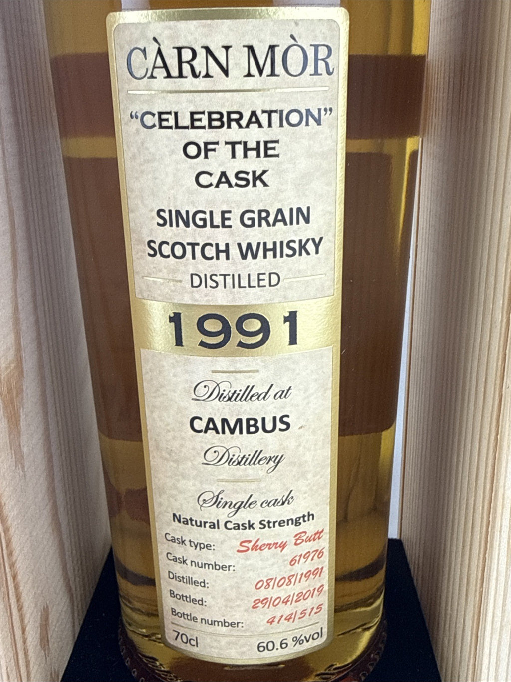 Carn Mor Cambus 1991 Single Grain Scotch Whisky 70cl 60.6% Cask Strength