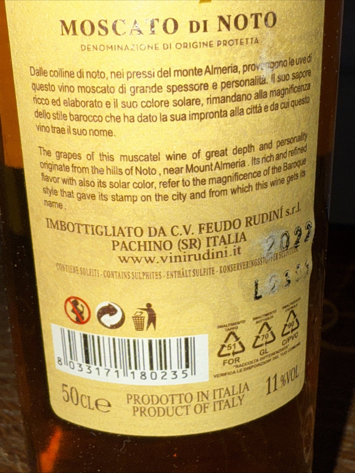 Rudini “Baroque” Moscato di Noto DOC