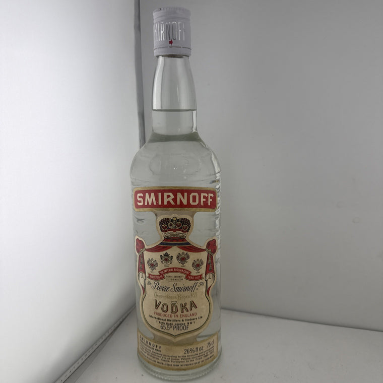 Vintage 1970s Smirnoff Vodka Full 75cl 65.5 Proof Embossed Bottle
