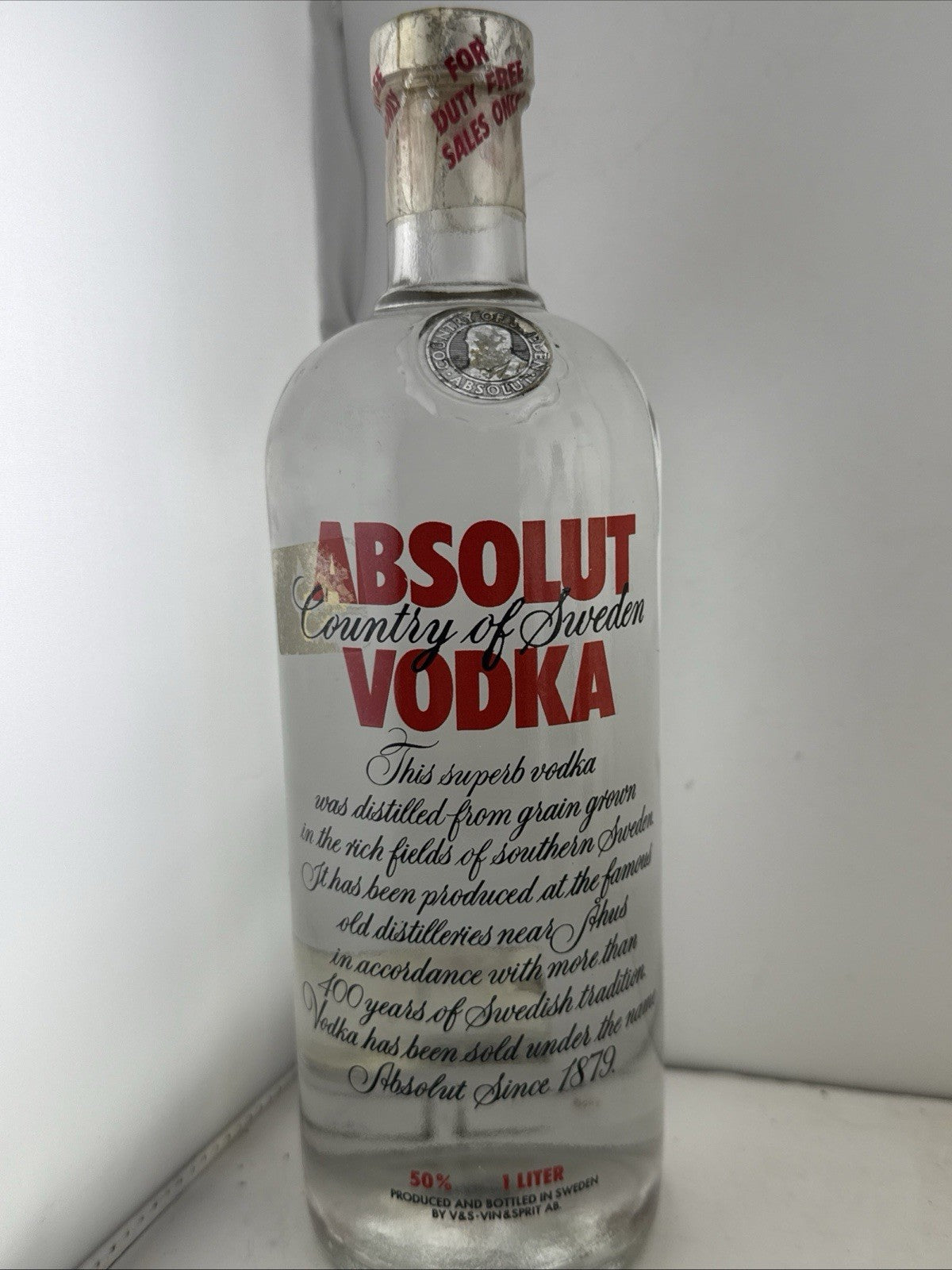 Vintage Absolut 50% High Strength Vodka From Sweden 1990s Bottled