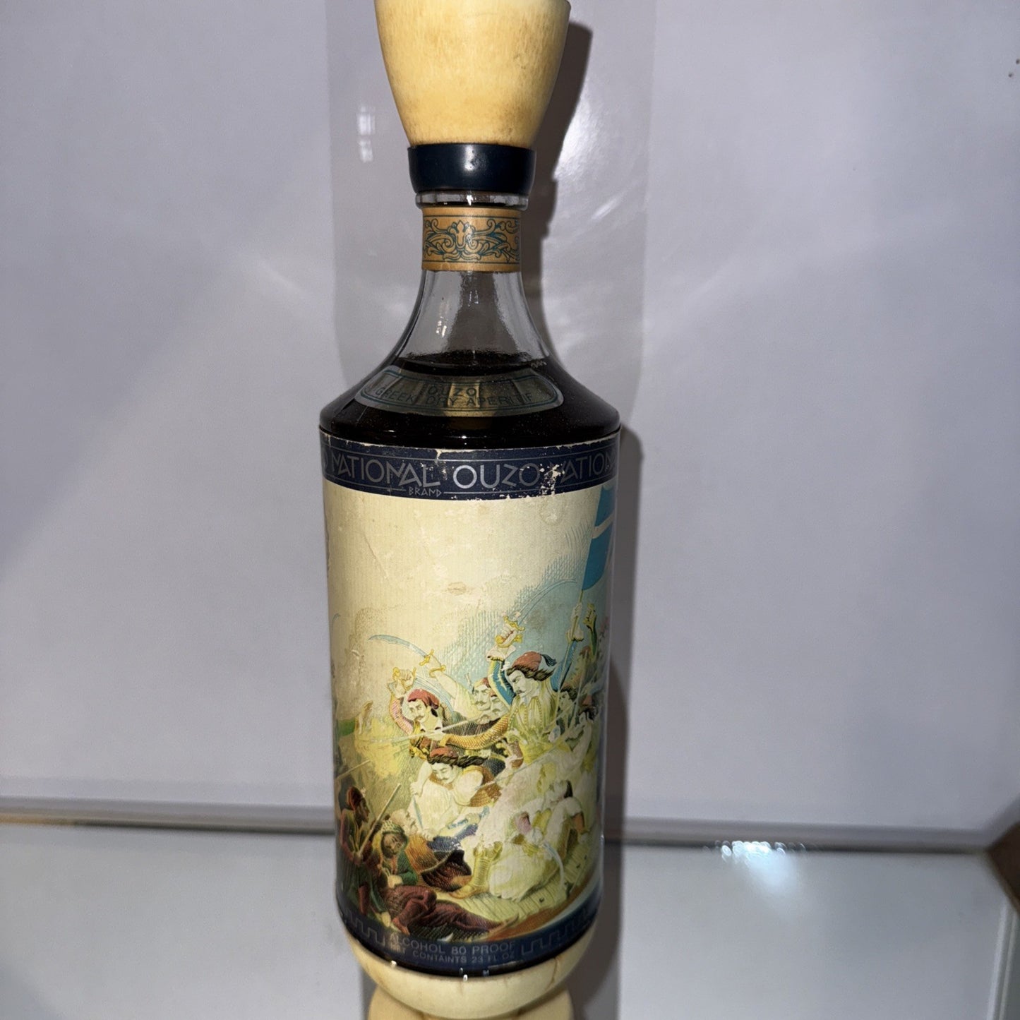 National Amphora greek  Ouzo In Unusual Ornate Bottle From 1970s FlOz And %proof