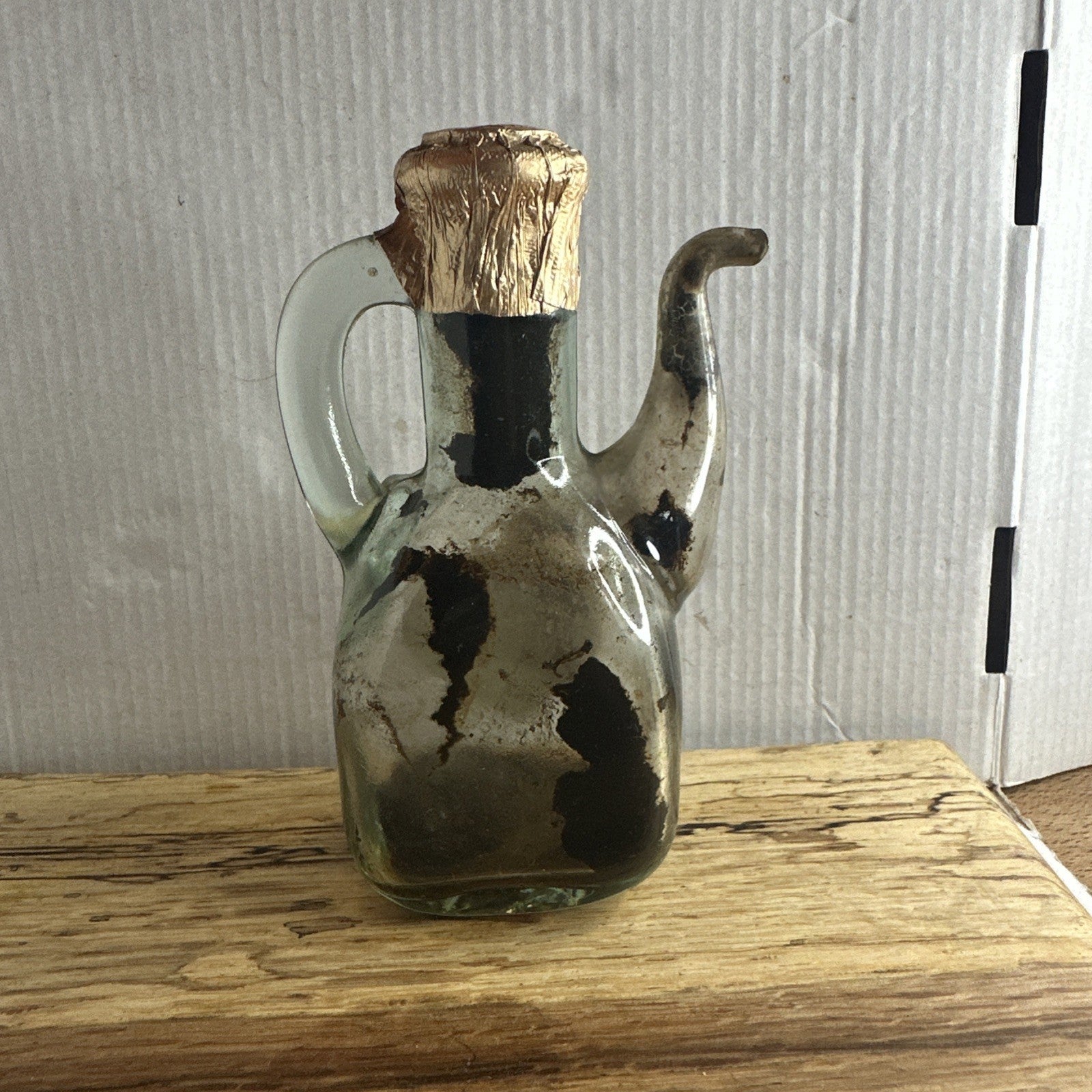 vintage or antique glass decanter for Cornish Mead wine Miniature Empty