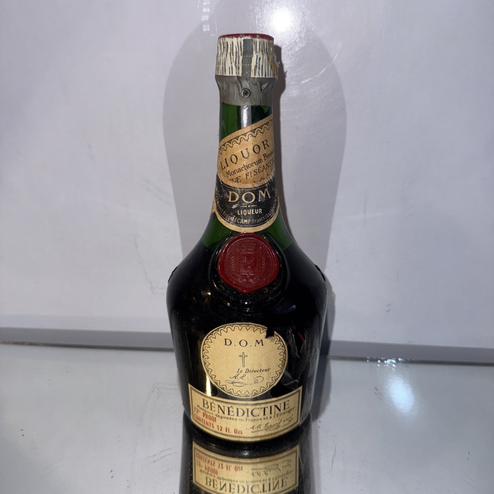 1960s Bottled Dom Benedictine Unusual 12 FL OZ  Size 73% Proof Vintage Matured