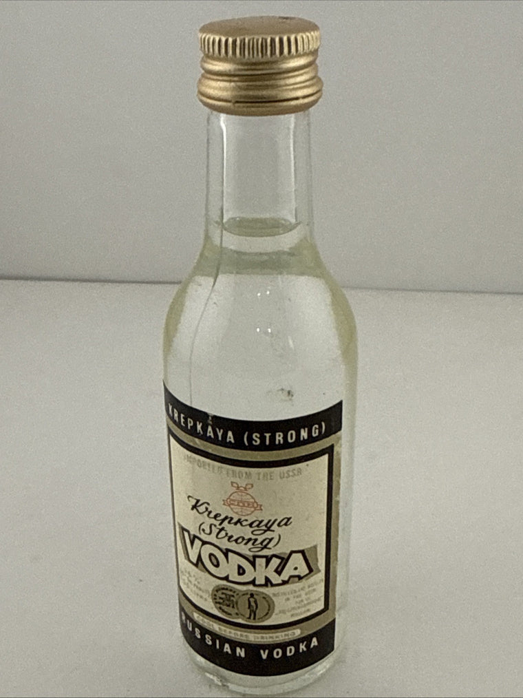 Vintage Krepkaya Strong Vodka Miniature 5cl USSR  Export Bottle