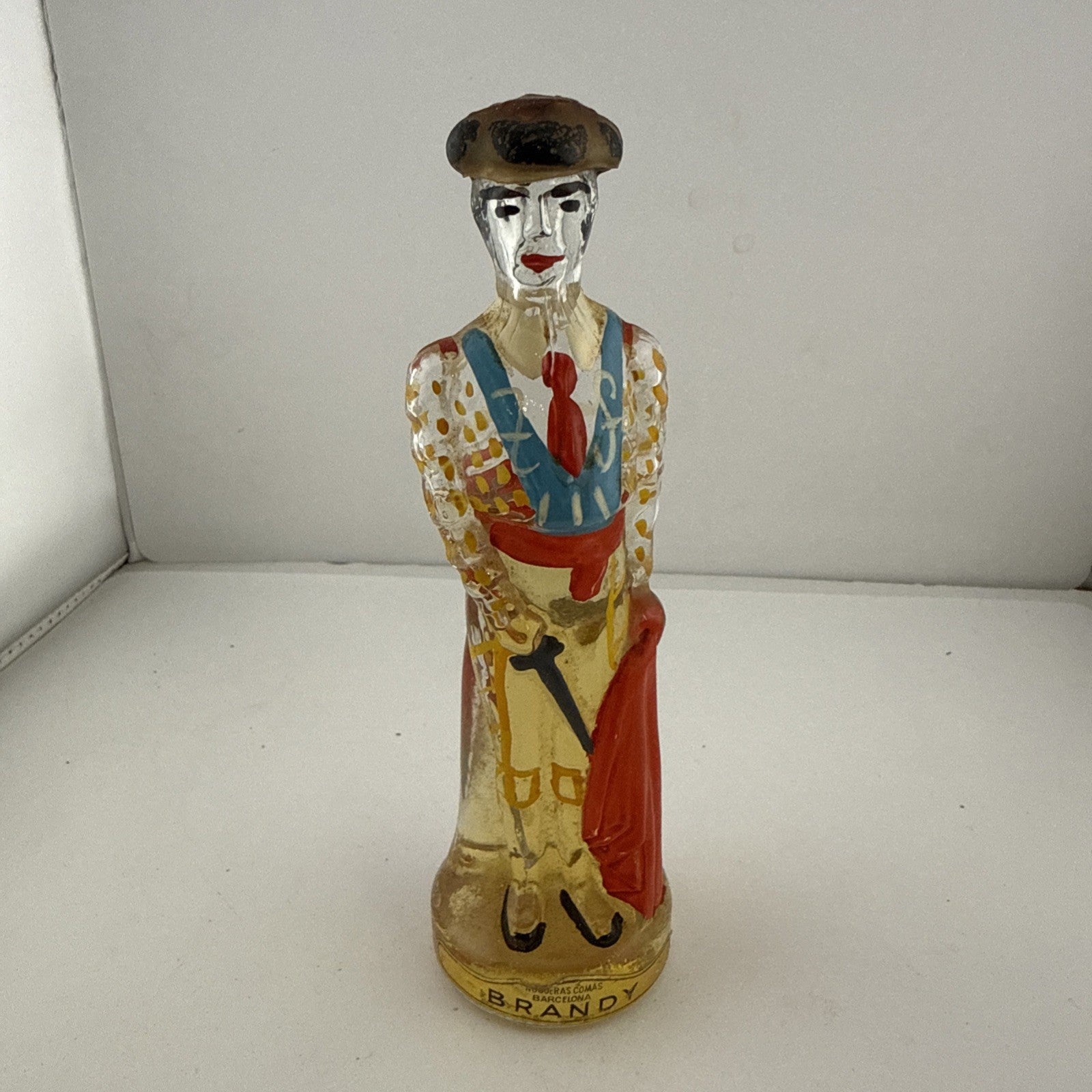 Vintage 1970s Figural Miniature Liqueur Bottle Hand Painted Man 5cl