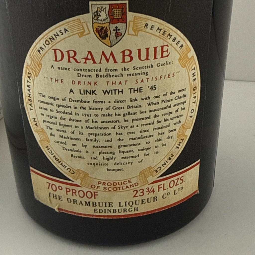 Vintage Drambuie Prince Charles Edward’s Liqueur 70 Proof Full 23 3-4 Floz 1970s