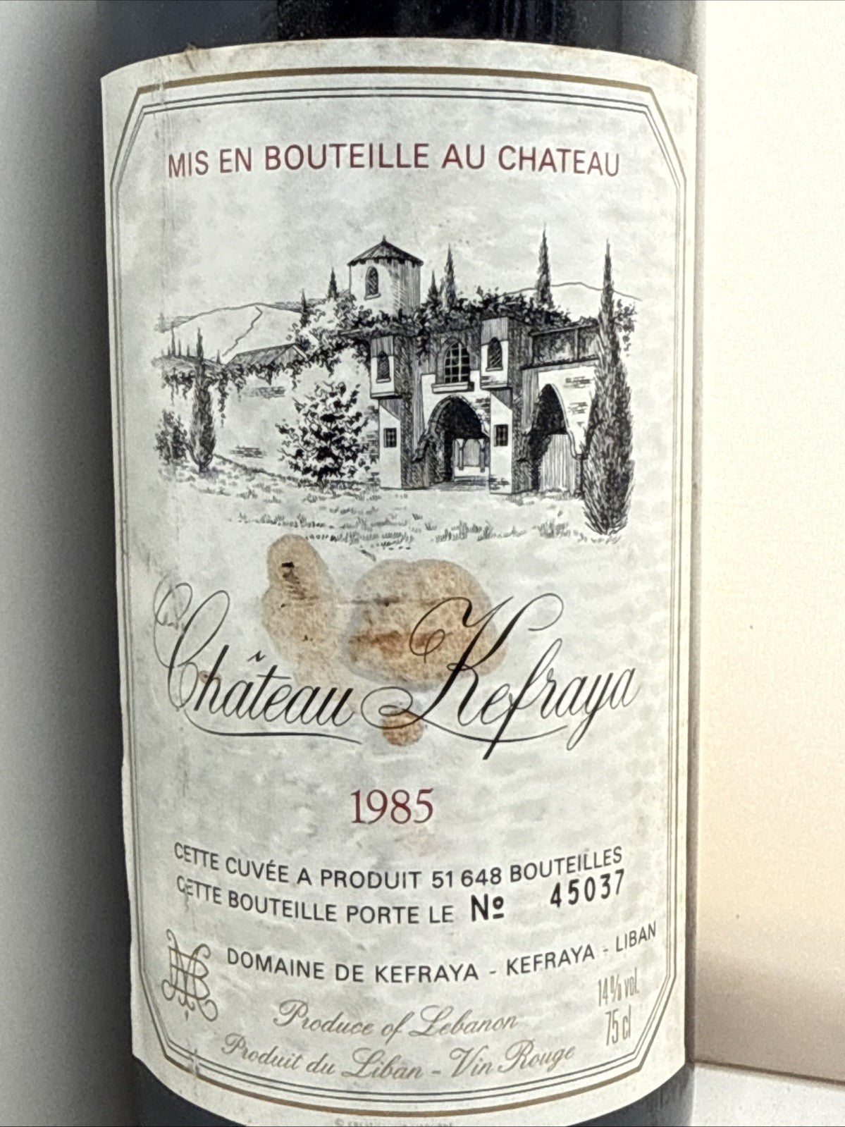Château Kefraya 1985 Lebanese Red Wine 75cl 14% Rare Vintage Top Shoulder Level