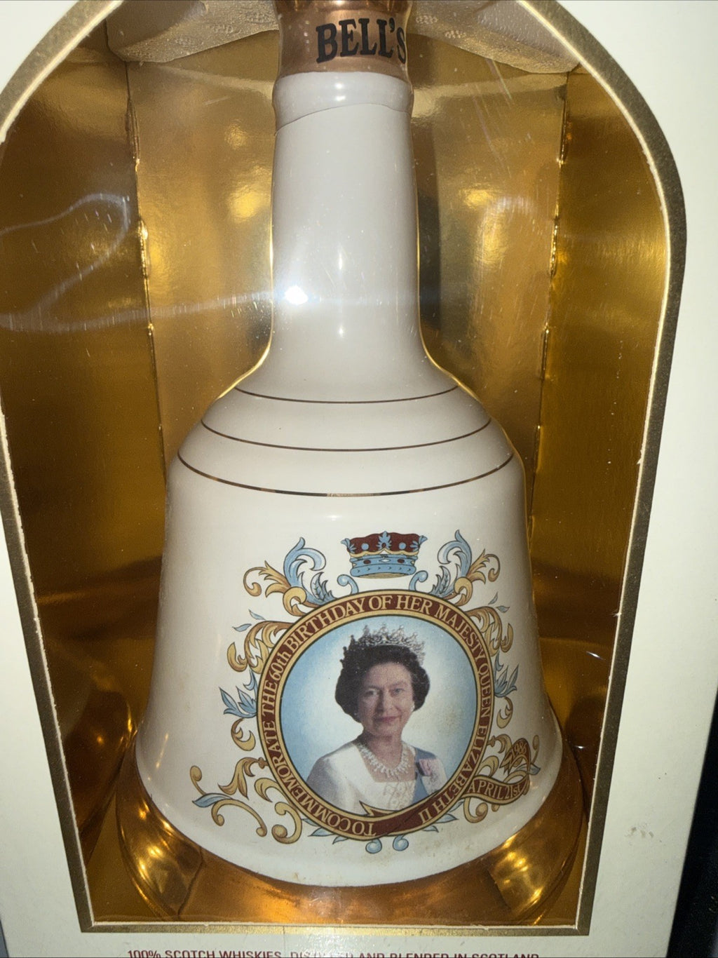 Bells Whisky Decanter Queens 60th Birthday 1986 vintage Mint Came In A Box Of 6!