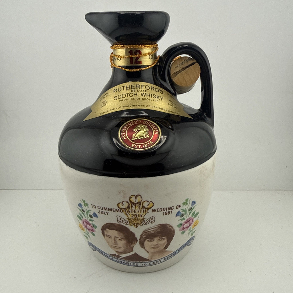 Rutherford’s 12 Year Old Scotch Whisky Jug Decanter Charles & Diana 1981