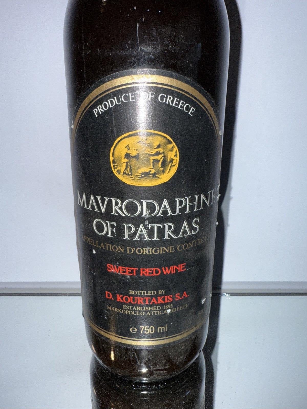 Mavrodaphne of Patras Kourtake sweet Red wine 1980s greek