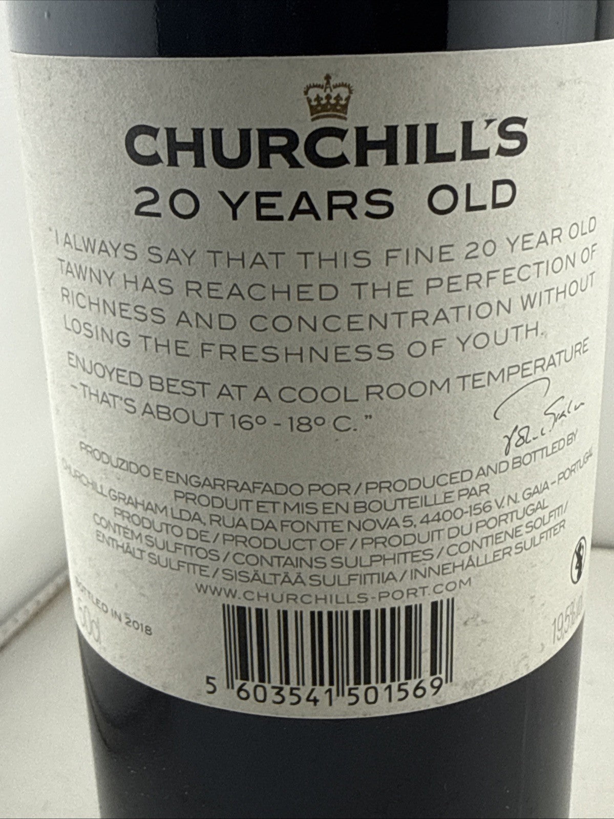 Churchill’s 20 Year Old Tawny Port 75cl Bottled 2018 Portugal