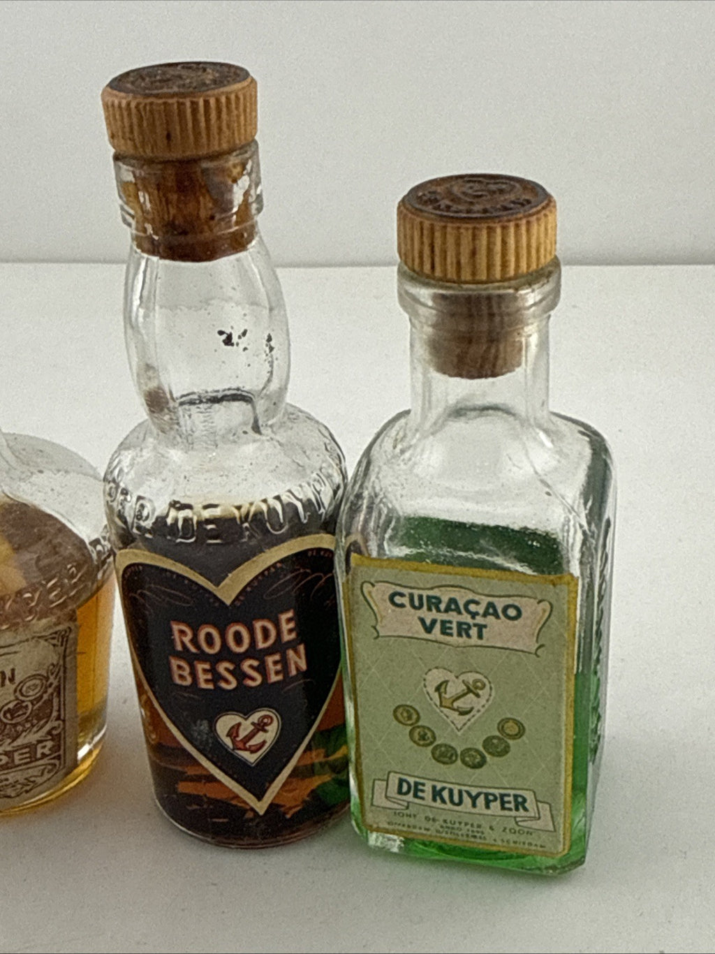 Vintage De Kuyper Miniature Liqueurs Job Lot 5 Bottles Gin Curaçao Kummel