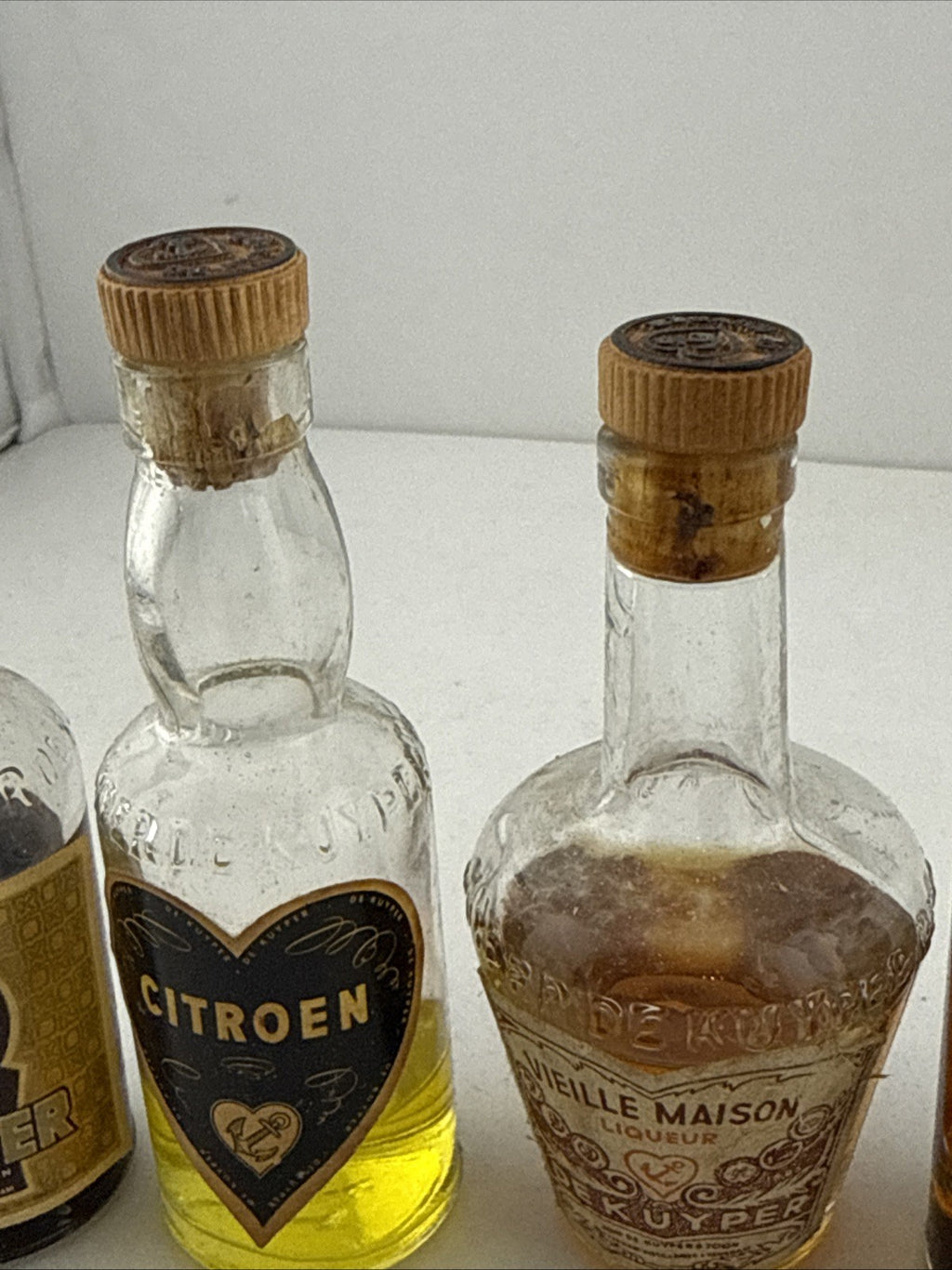 Vintage De Kuyper Miniature Liqueurs Job Lot 5 Bottles Gin Curaçao Kummel