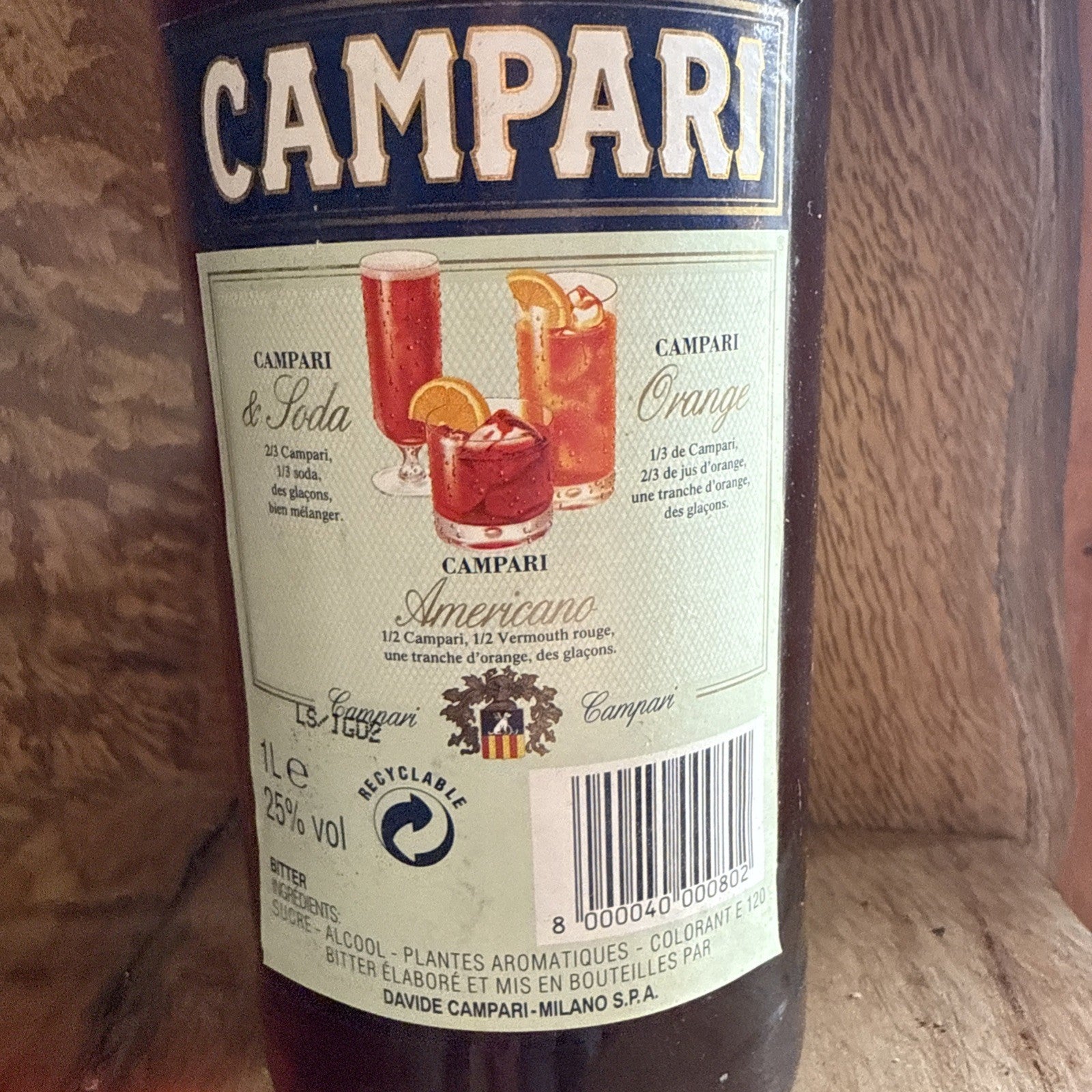 Campari Bitter 1 litre bottle vintage 1980s