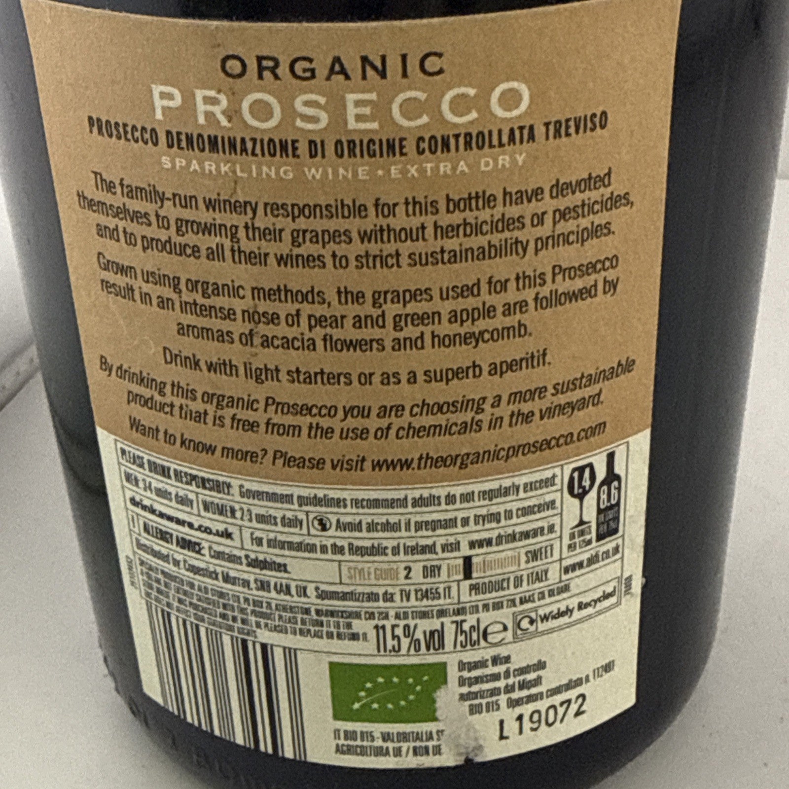 Pianeta Organico Organic Prosecco DOC Treviso Extra Dry 75cl