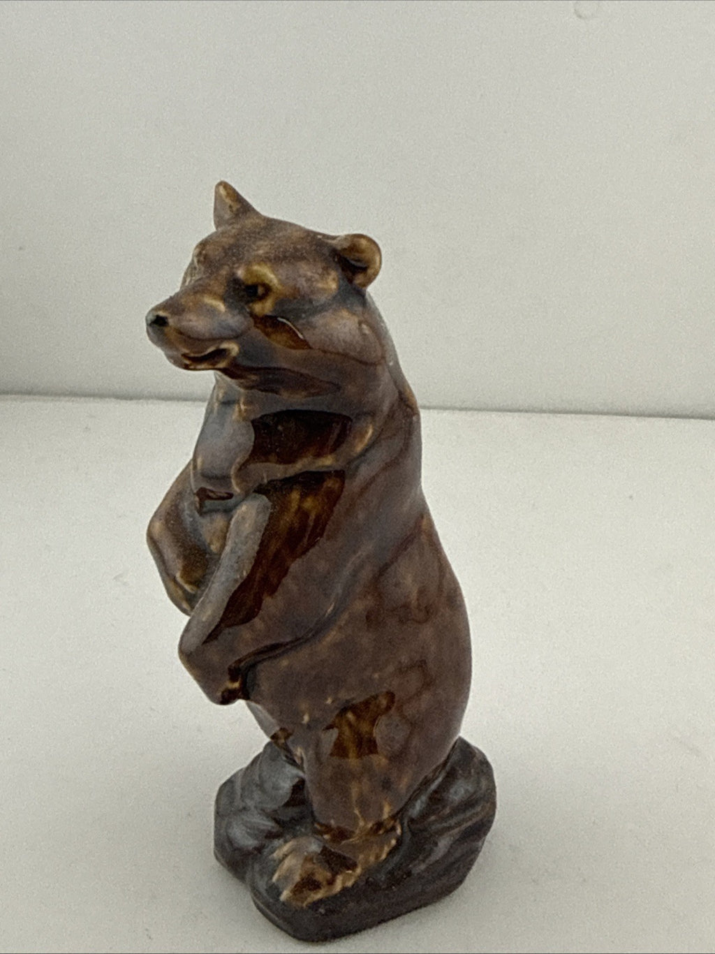Vintage Bear With Fish Ceramic Whisky Decanter Empty 1970s Barware