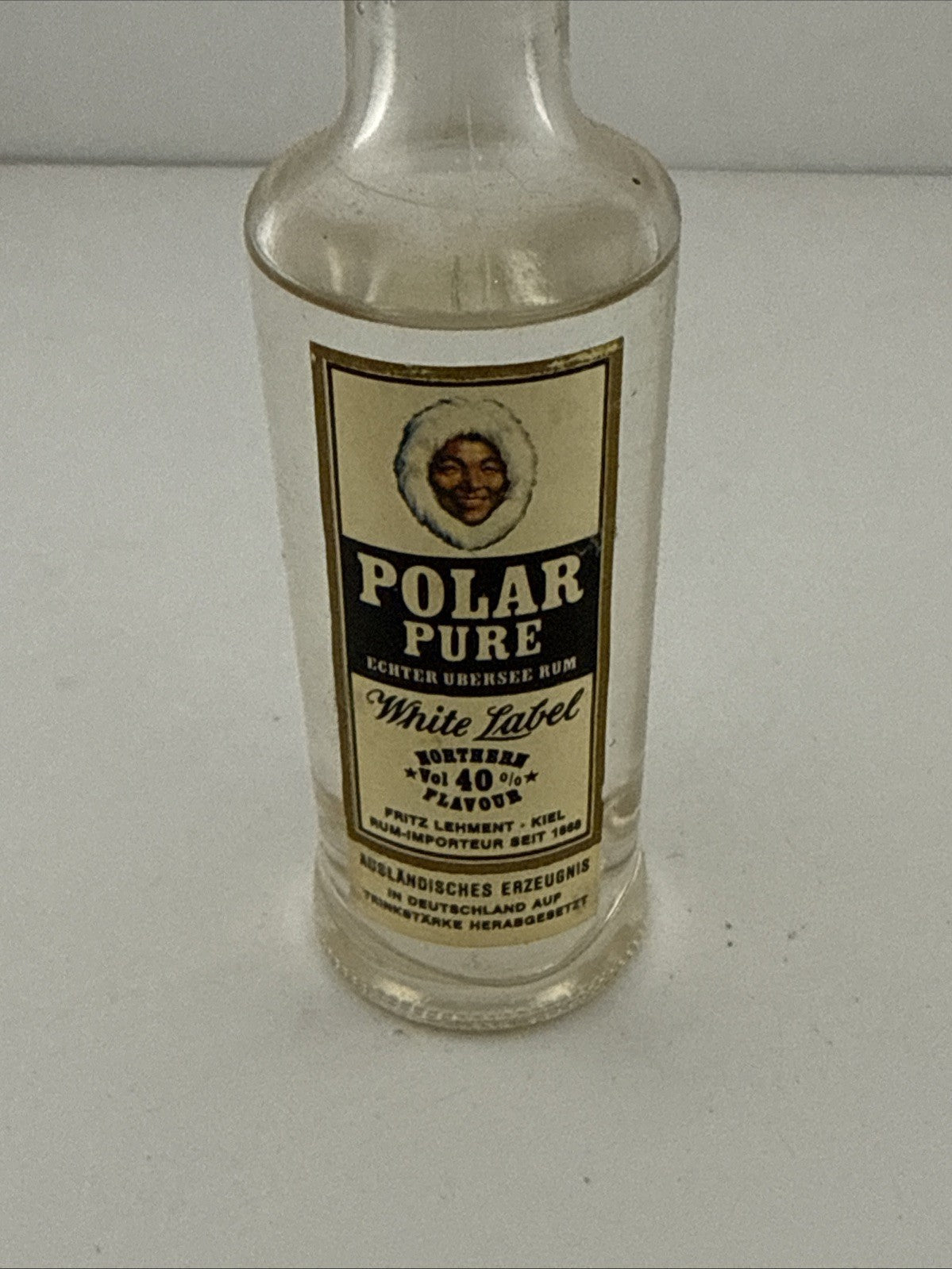 Vintage Polar Pure White Label Rum Miniature German Spirit Bottle