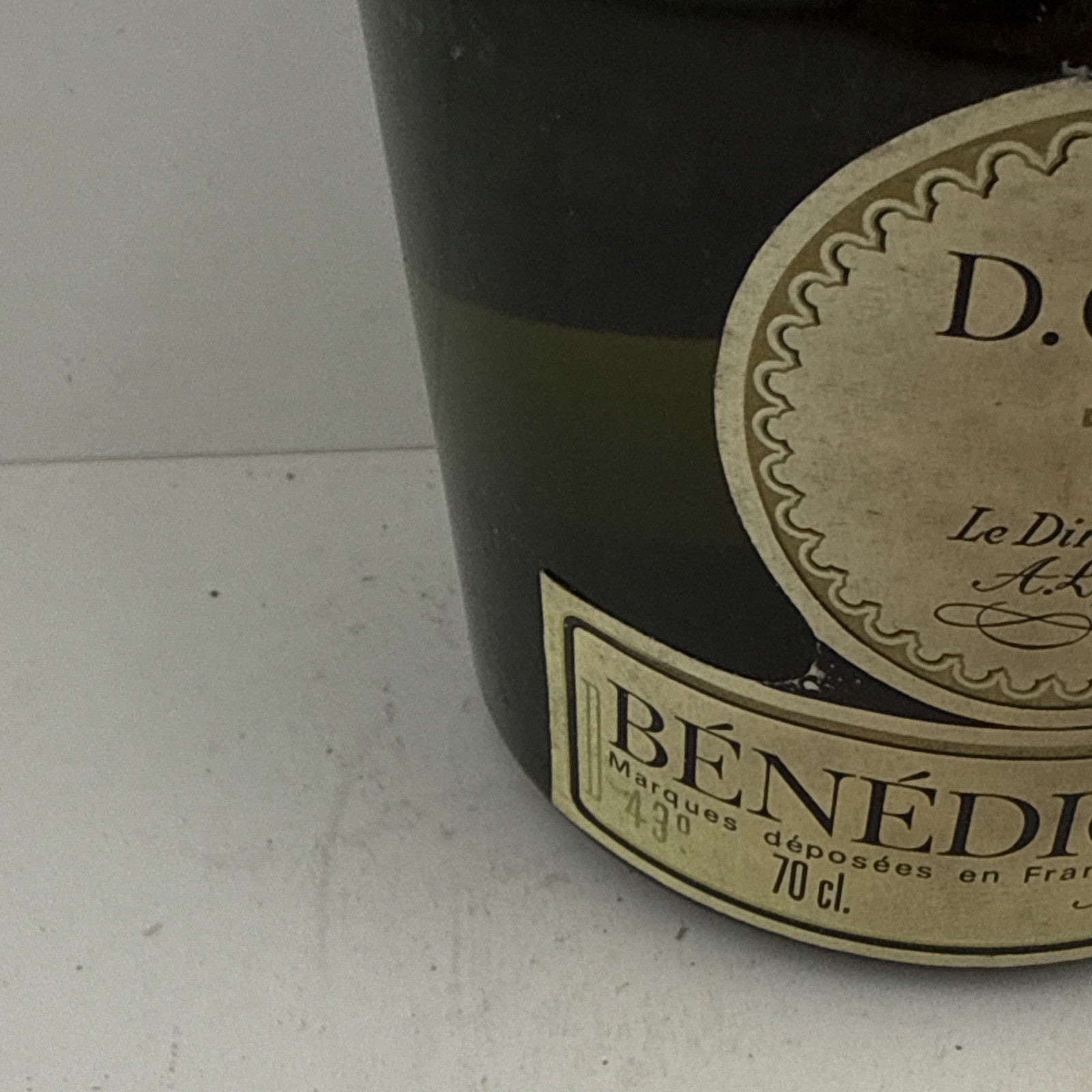Dom Benedictine 70cl Bottle 43 % pre 1978 bottling Label In Poor Condition