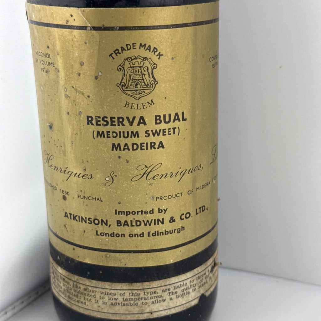 Henriques & Henriques Reserva Bual Madeira Old Bottling 75cl 1960s Bottled