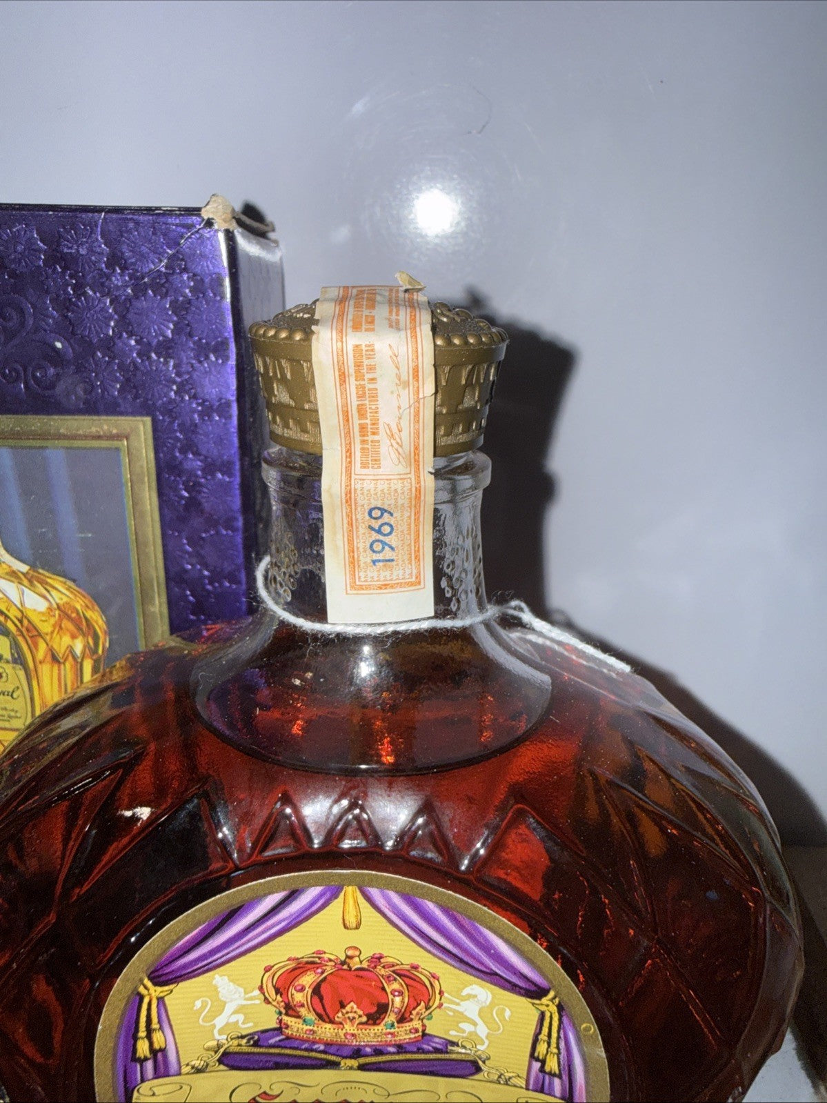 1969 Bottle Crown Royal Canadian Rye Whisky 25 fl oz 70 % proof