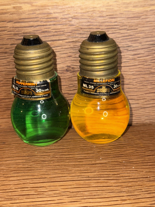 2 Light Bulb Miniatures Containing Milefiori And Peppermint  (full) 1970s
