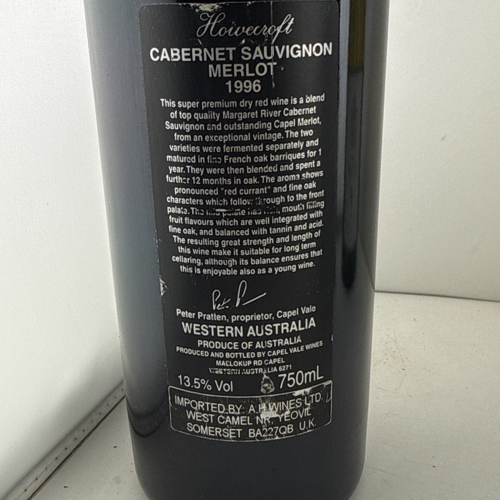 Capel Vale Hovercroft Cabernet Sauvignon Merlot 1996 Australia 750ml Drinks Well