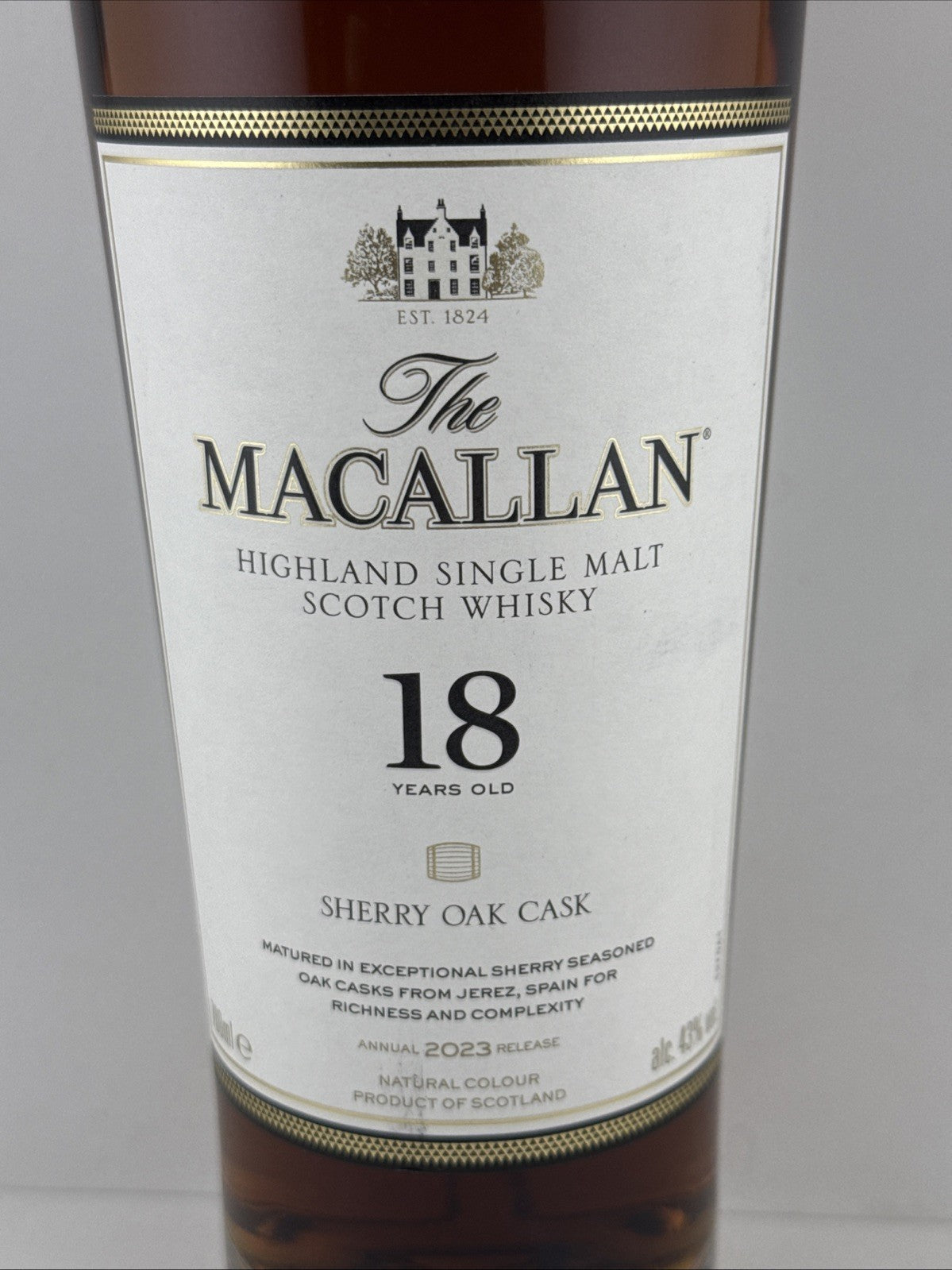 The Macallan 18 Year Old Sherry Oak Cask Single Malt Scotch Whisky 70cl 2023
