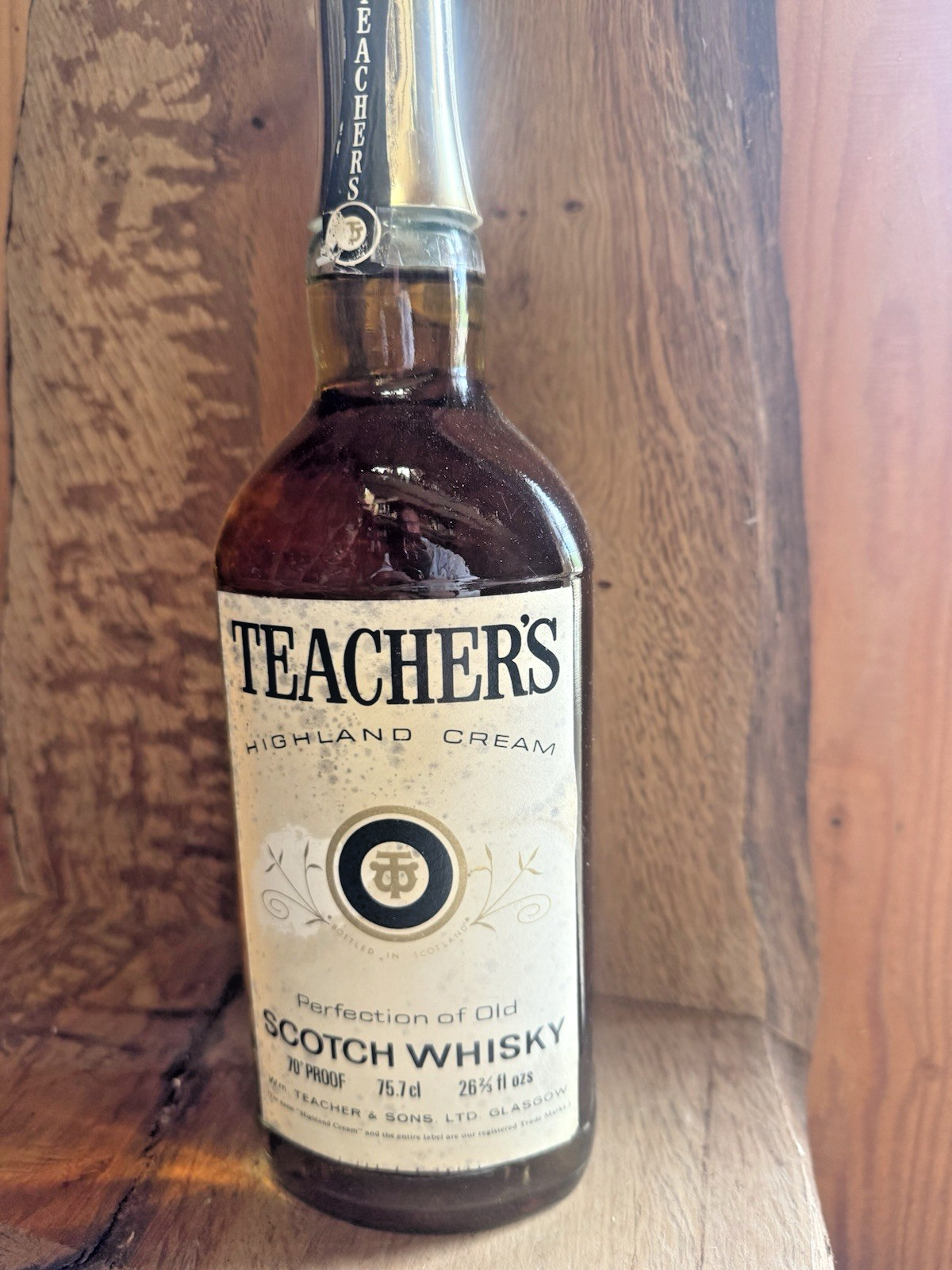1970s Bottled Teachers Highland Cream 26 2/3 FL OZ  70% Proof Vintage matured