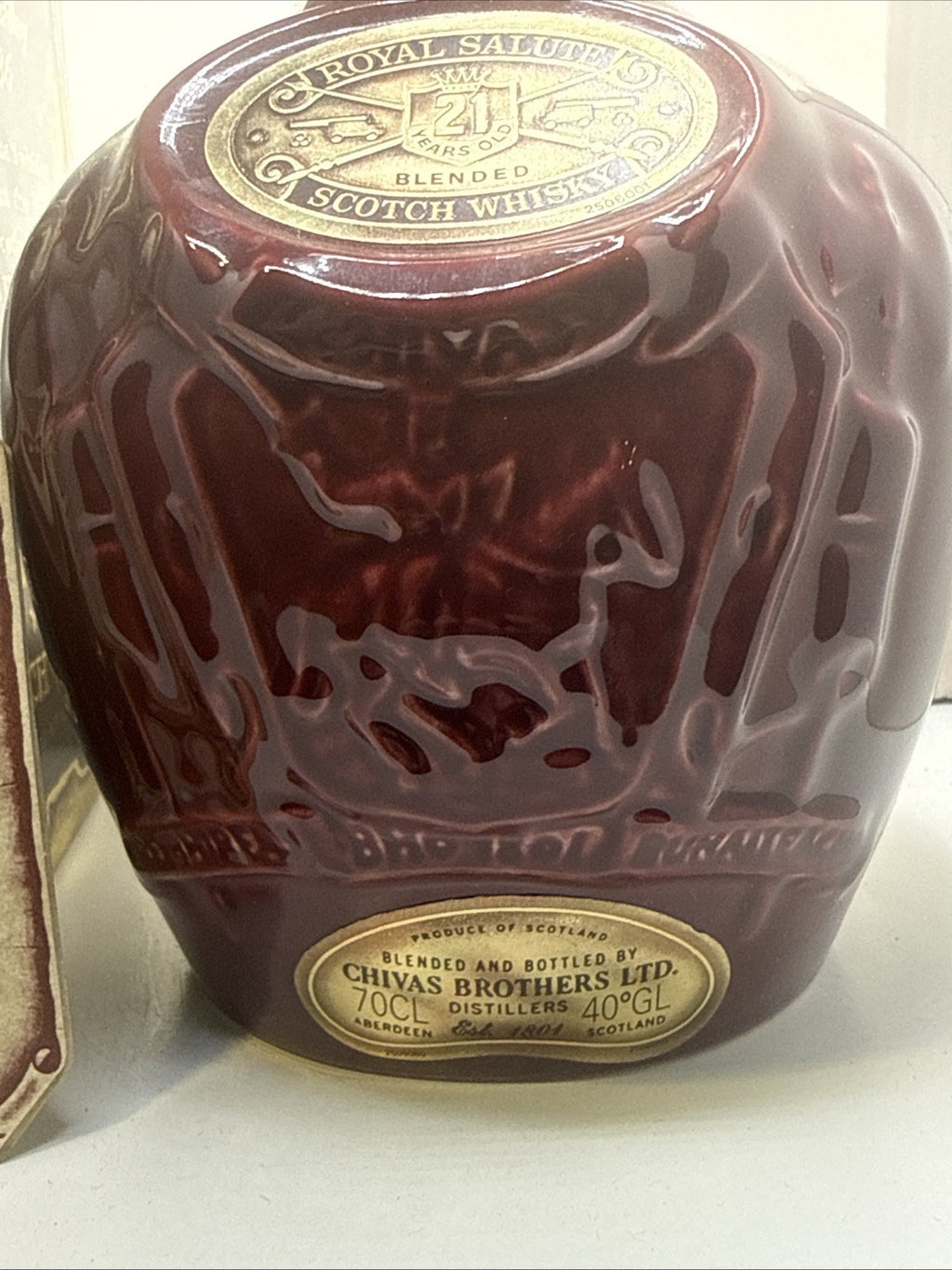 Vintage 1990s Royal Salute 21 Year Old Red Ceramic Decanter 70cl 40%