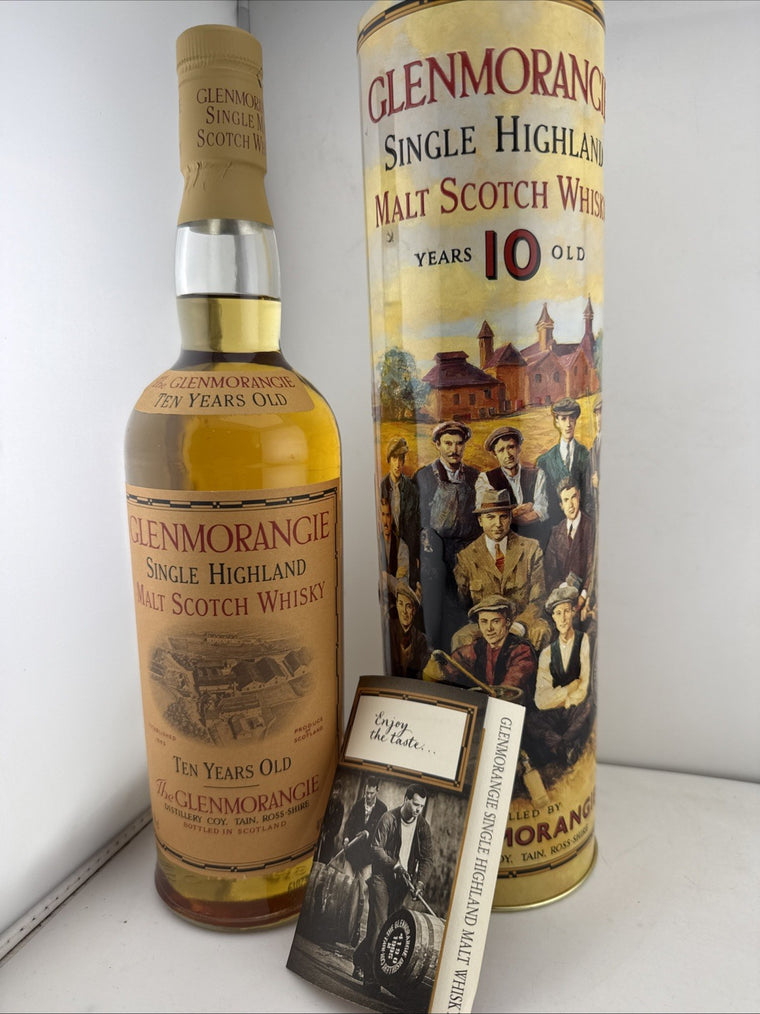 Sealed 1990s Glenmorangie 10 Year Old with Sixteen Men of Tain tin.