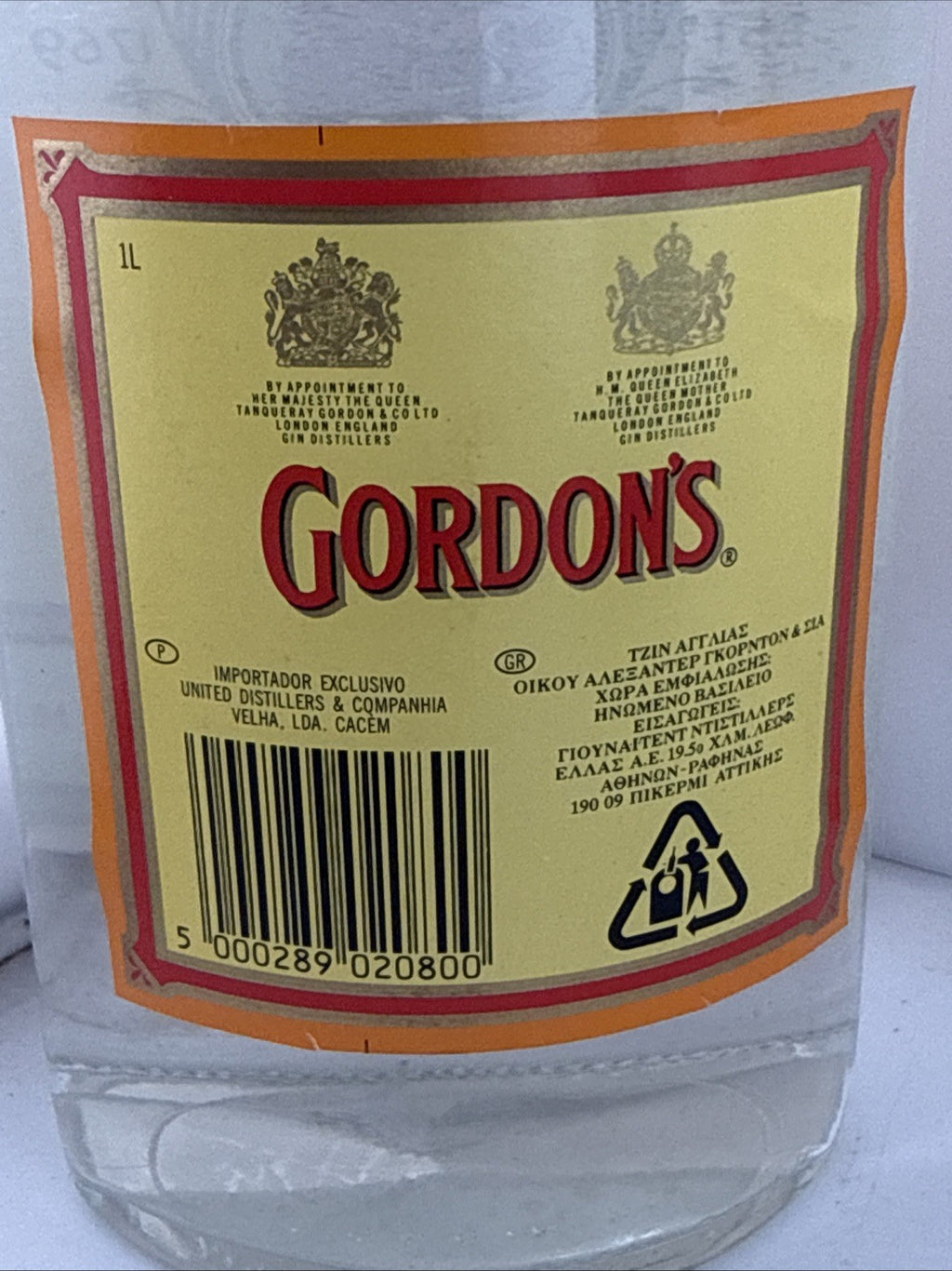 Gordon’s Special London Dry Gin 1L 40% 1990s Export Bottle