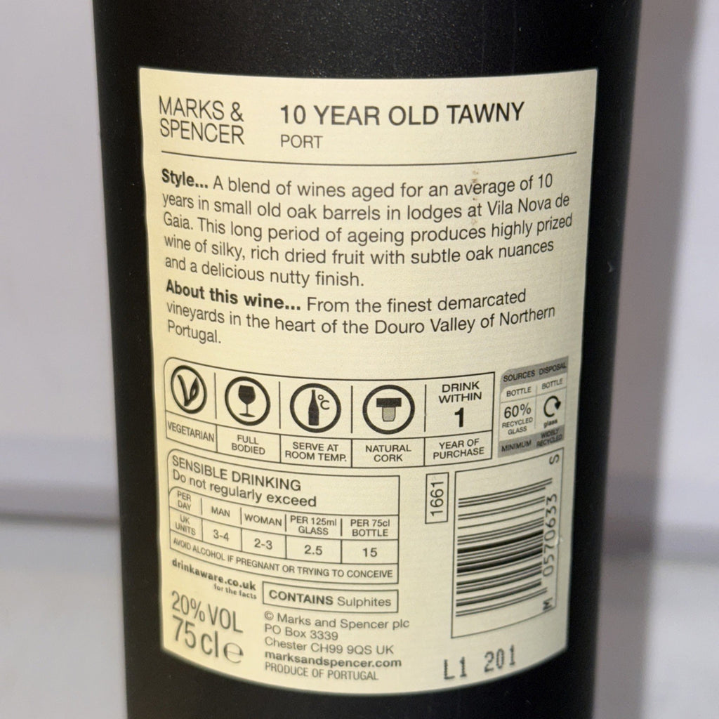 Marks & Spencer 10 Year Old Aged Tawny Port (75cl, 20% ABV)Made By Taylor's 2011