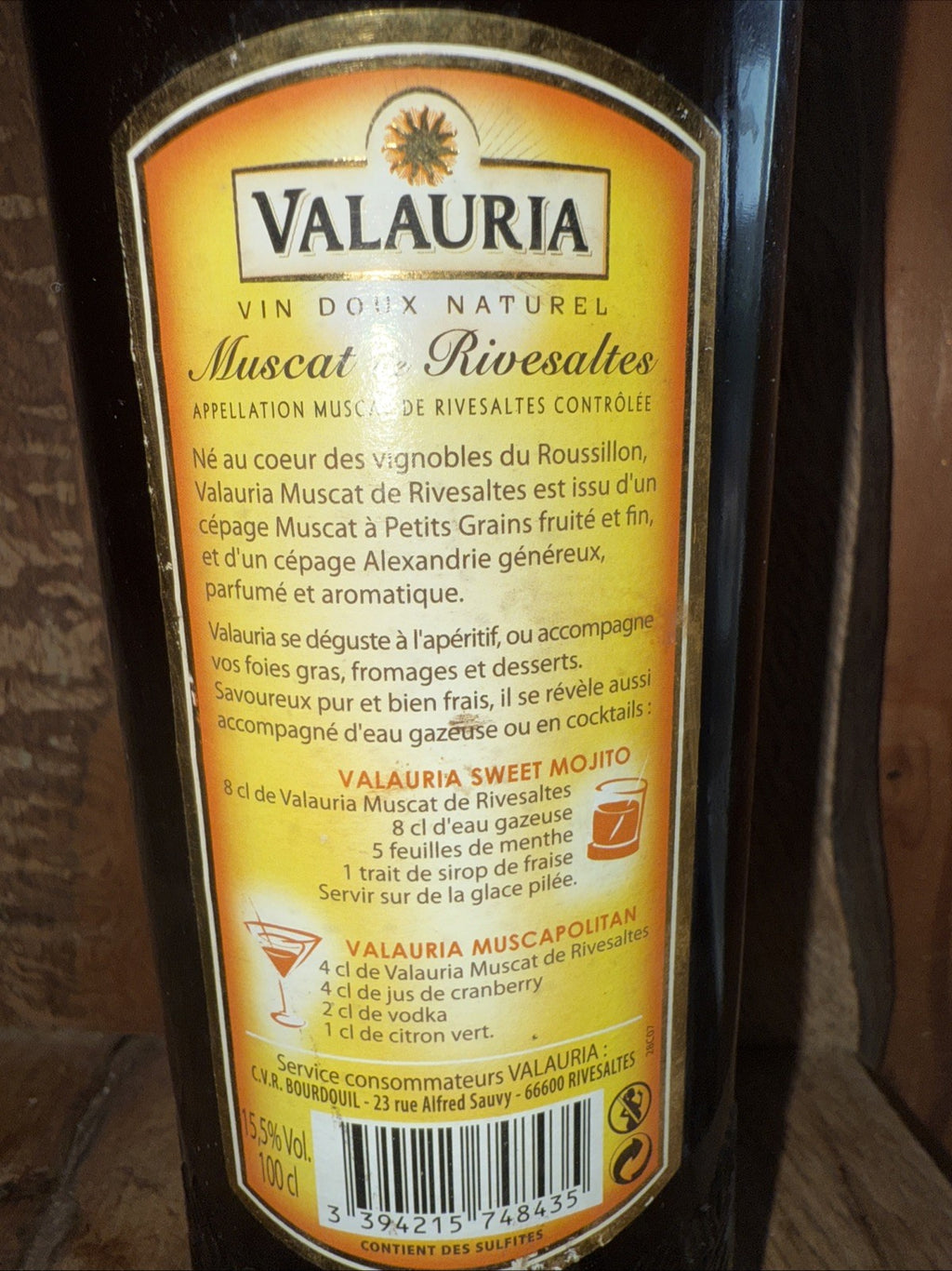 Valauria Muscat De Rivensaltes Sweet desert wine 1L