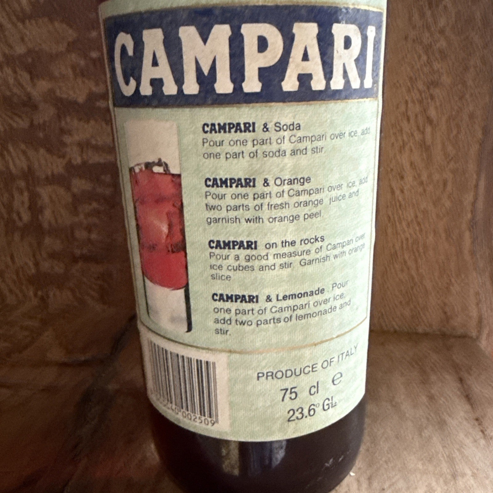 Campari Bitter Bottled We Estimate Mid 1970s 23.6 FlOZ