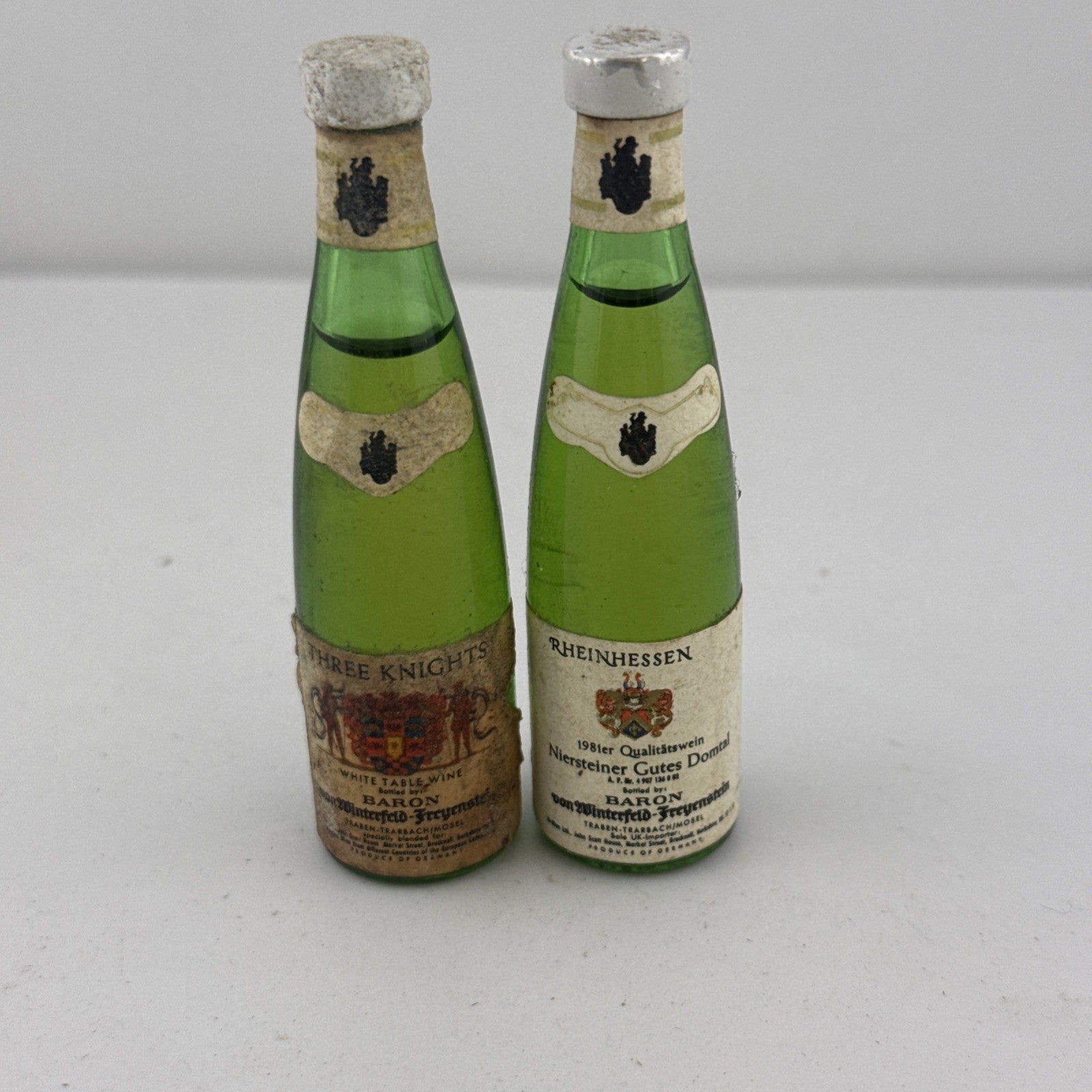 Vintage German Wine Miniatures Pair 1981 Rheinhessen Three Knights