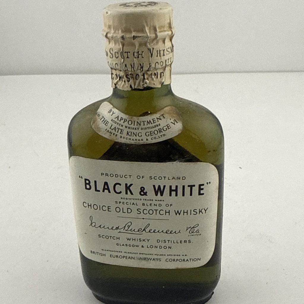 1950s/60s Black & White Scotch Whisky BEA Airline Miniature Full