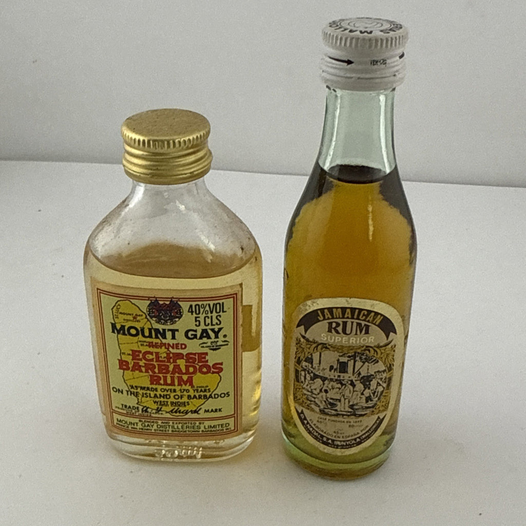 Vintage 1980s Mount Gay Eclipse Barbados Rum & Jamaican Rum Miniatures 5cl