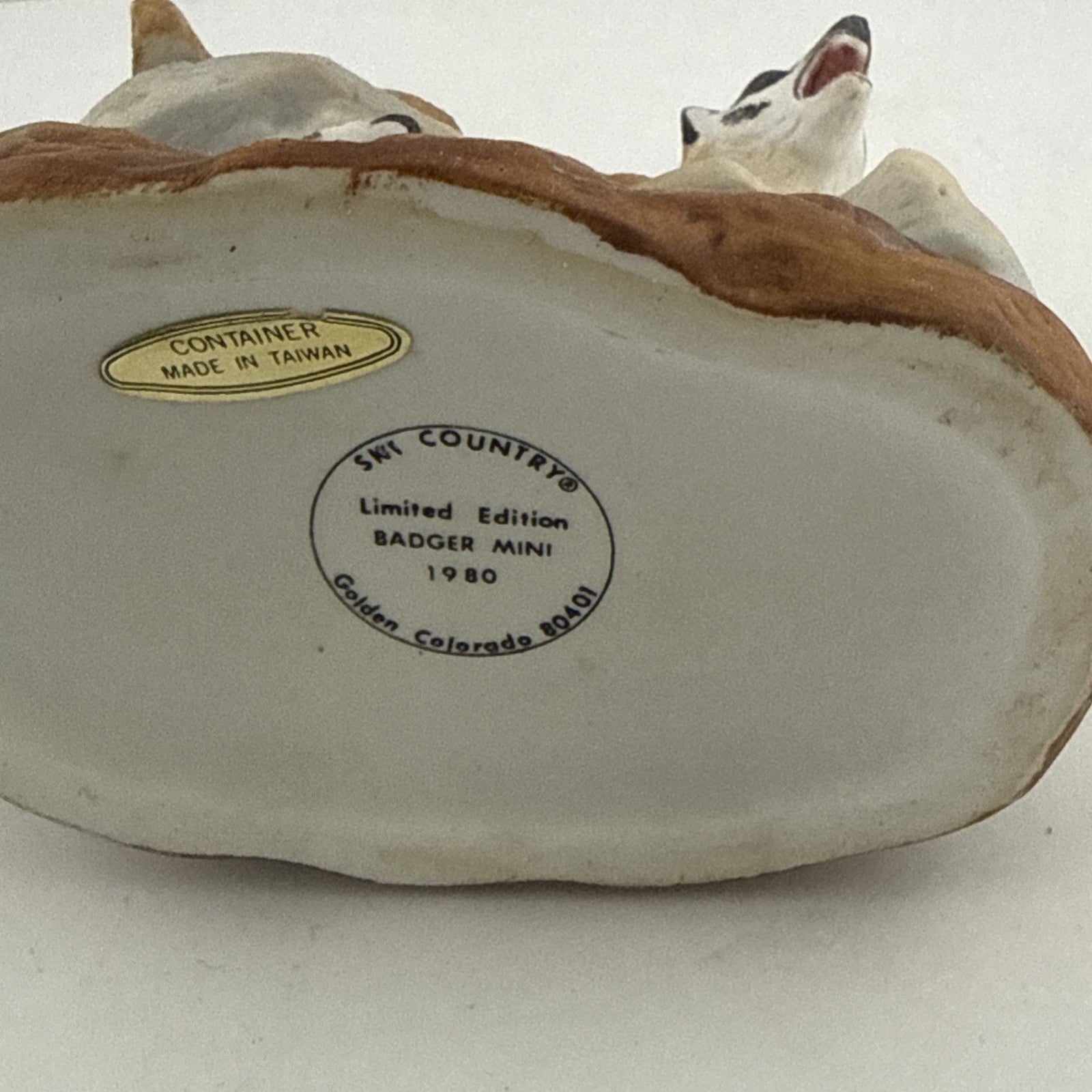 Vintage Ski Country Badger Mini Limited Edition 1980 Ceramic Decanter Container