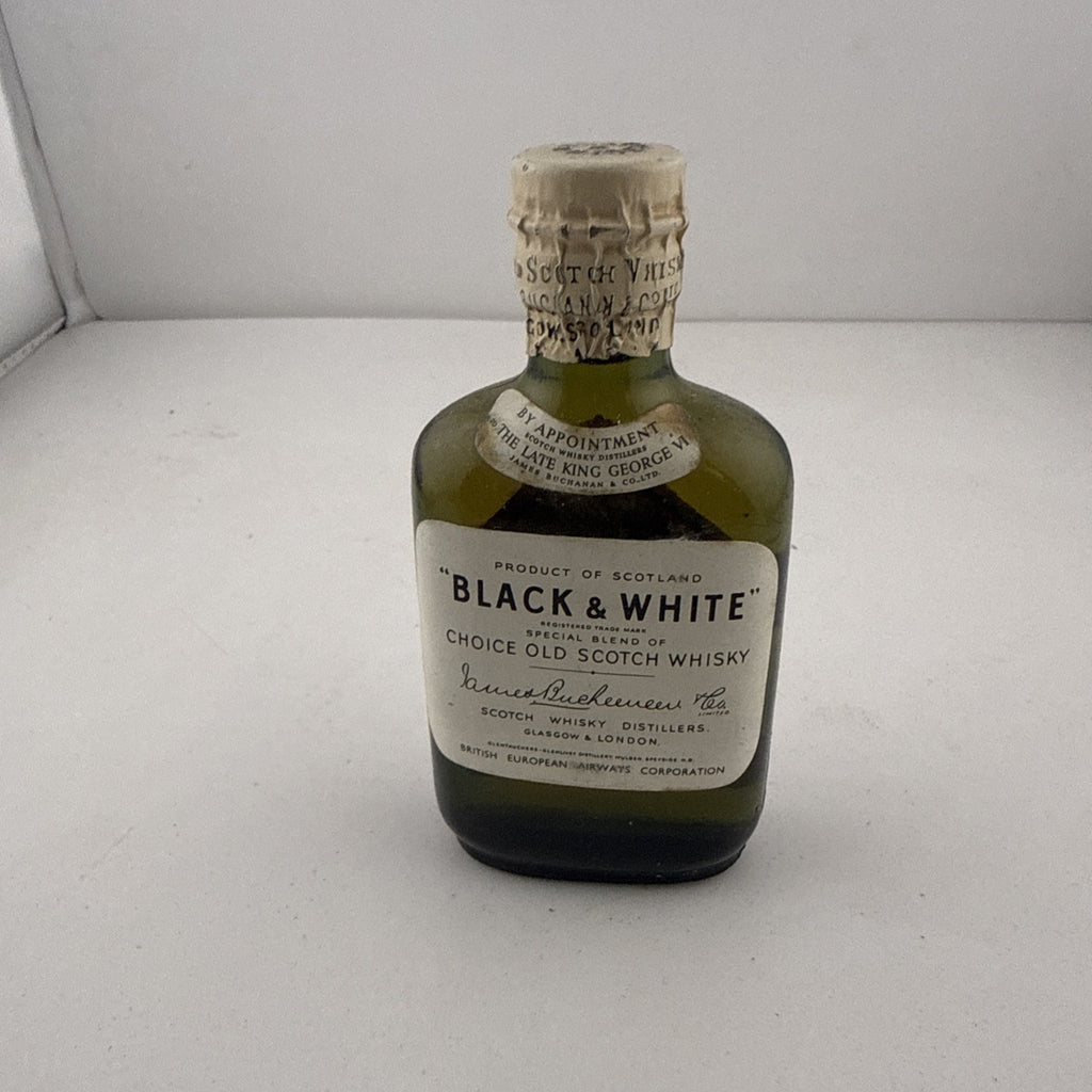 1950s/60s Black & White Scotch Whisky BEA Airline Miniature Full