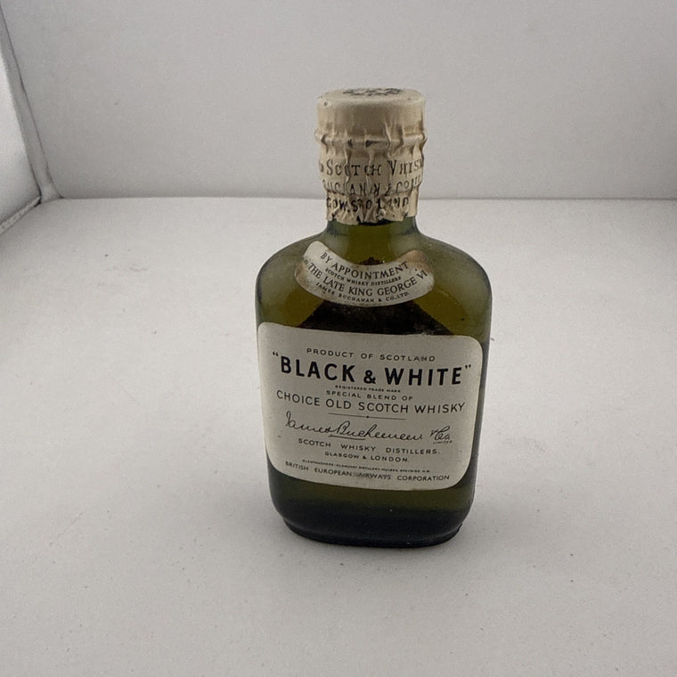 1950s/60s Black & White Scotch Whisky BEA Airline Miniature Full