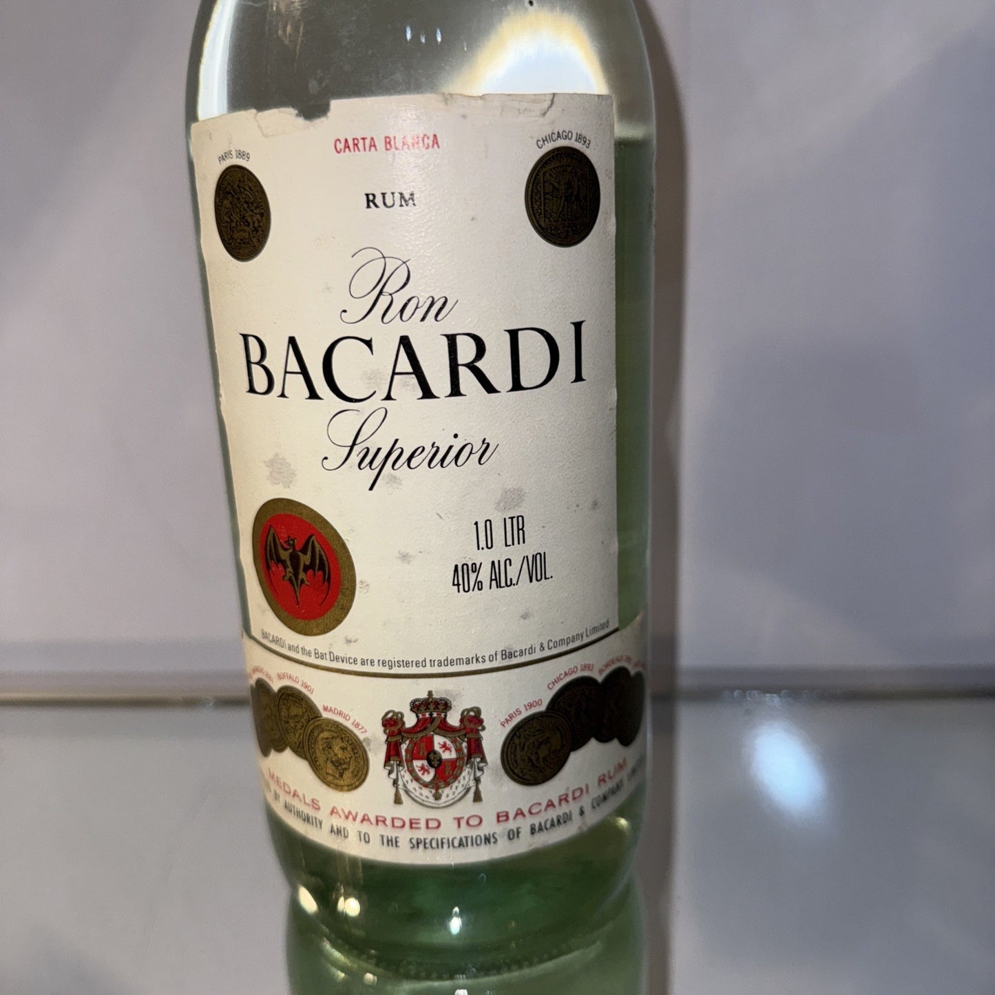 Bacardi Superior Rum 1L Old 40%abv Version