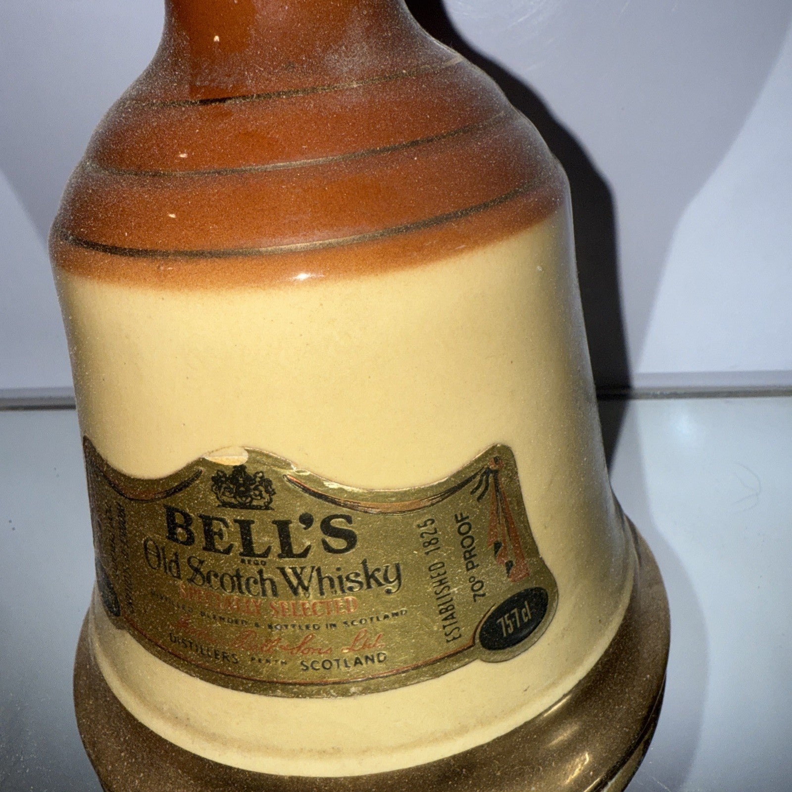 FULL decanter of Bells Whisky 75cl Bottled 1970s  royal vintage 70%proof Version