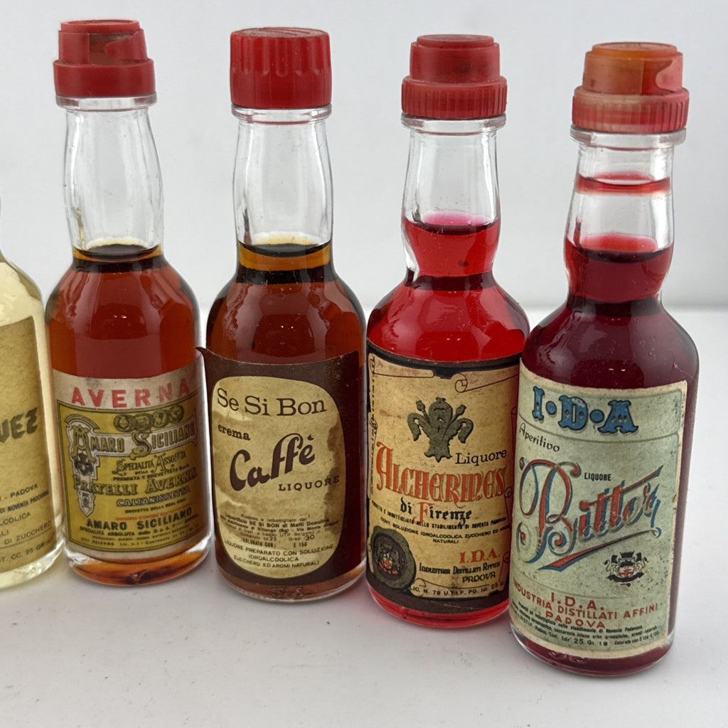 Vintage Italian Liqueur Miniatures Set I.D.A Averna Maraschino Bitter 1960s/70s