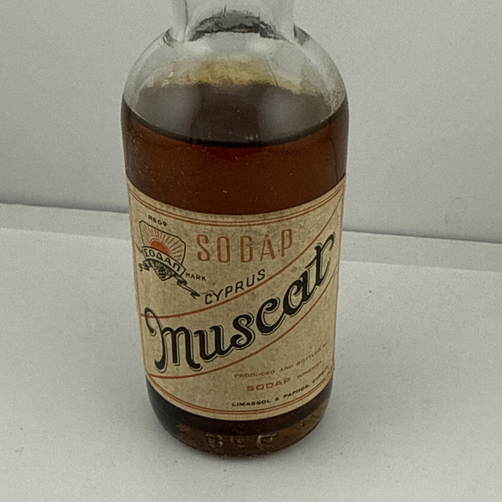 Vintage SODAP Cyprus Smuseer Liqueur Miniature Bottle Limassol