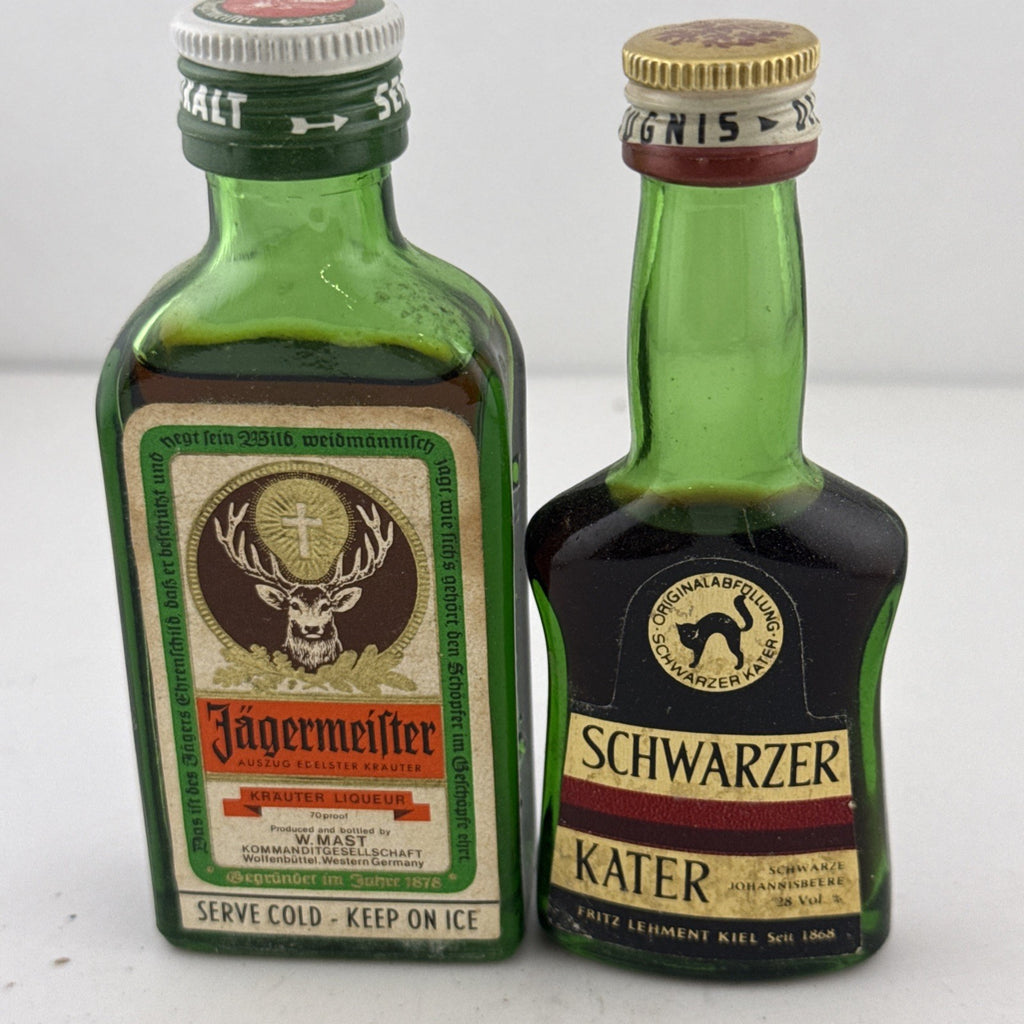 Vintage Jägermeister & Schwarzer Kater German Liqueur Miniatures
