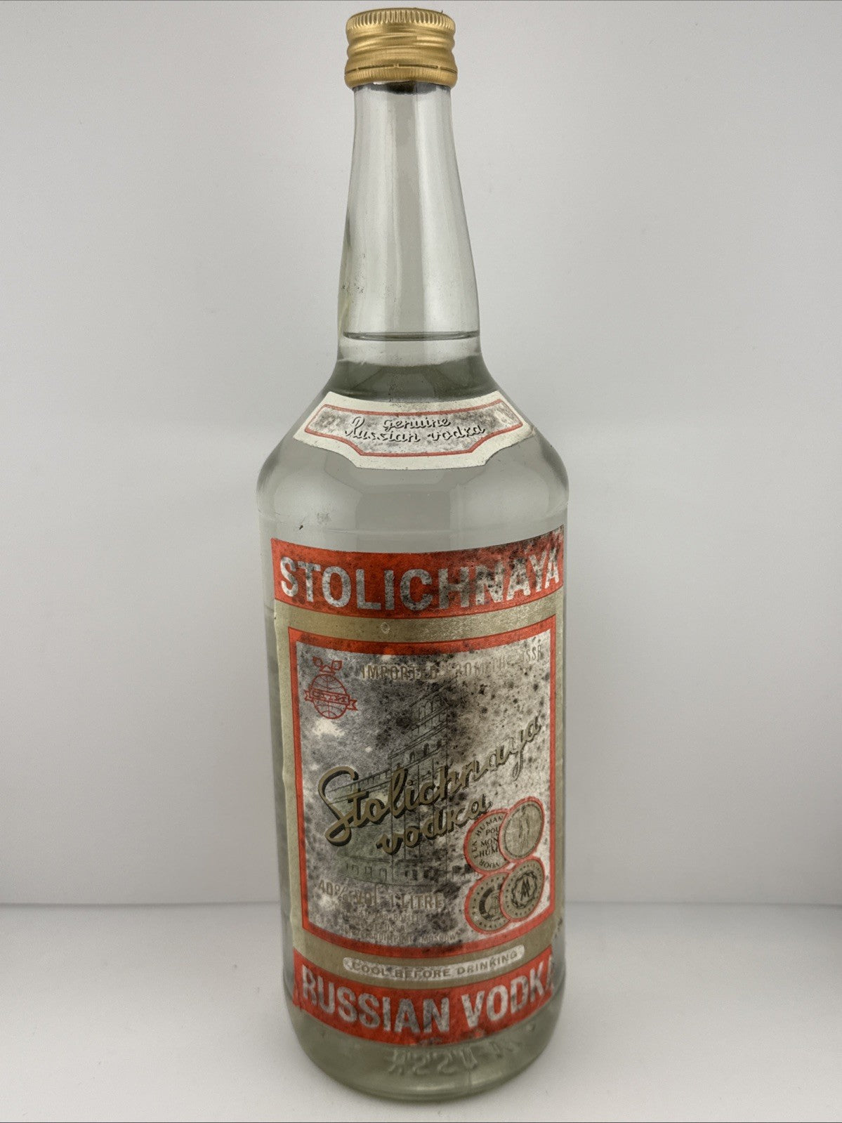 .	Original Stolichnaya Russian Vodka 1L 40% Vintage Bottle Late 80s