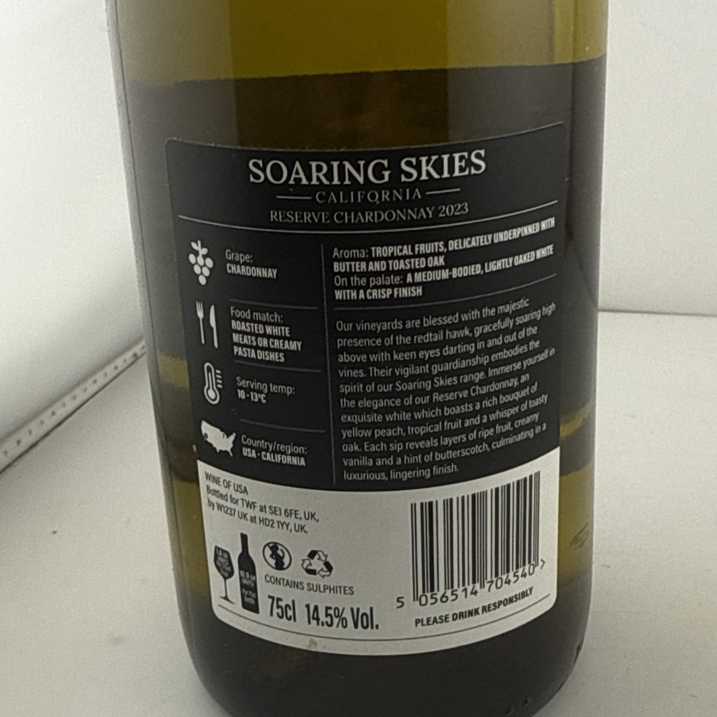 Soaring Skies Reserve Chardonnay 2023 California White Wine 75cl 14.5%