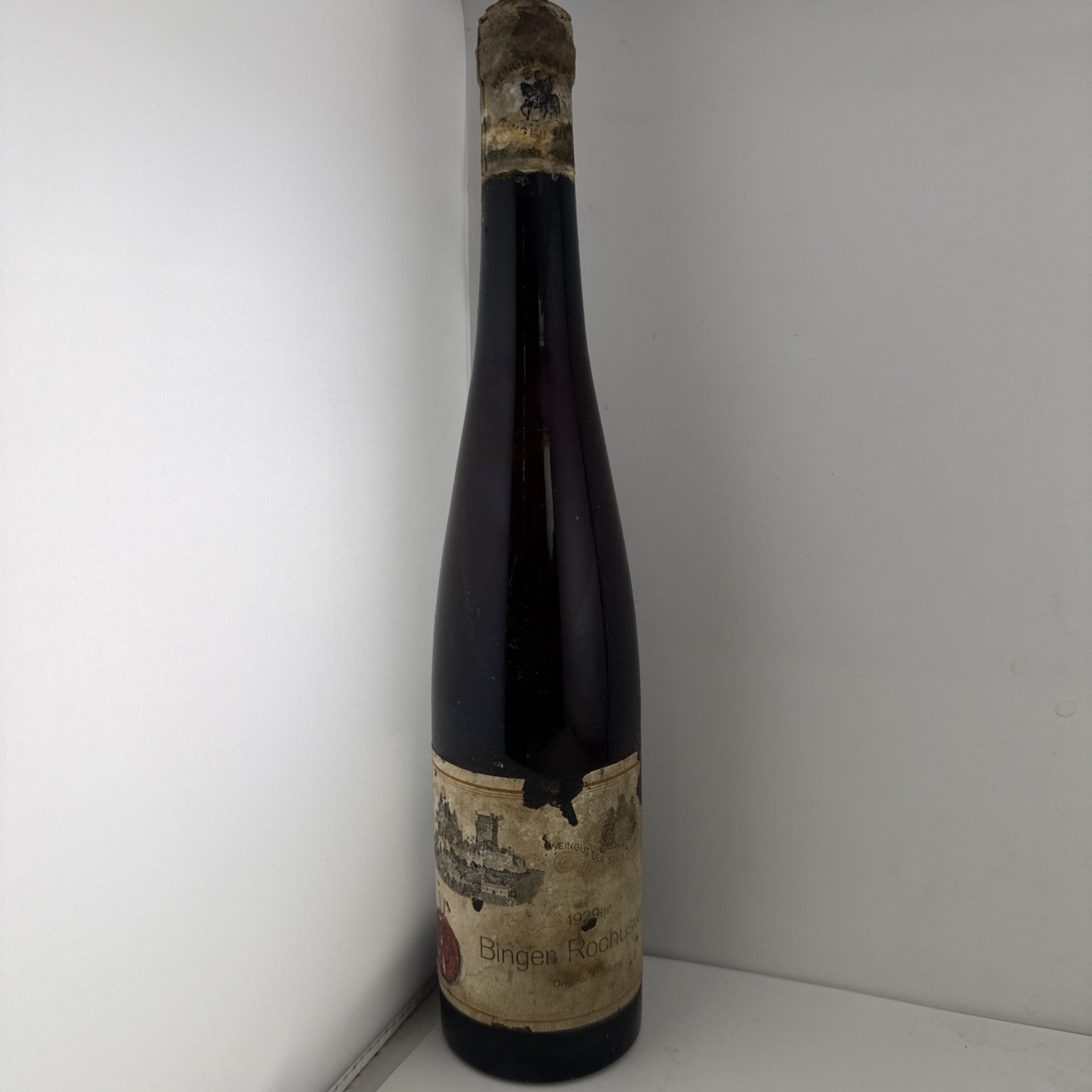 Antique 1929 Bingen Rochusberg German Riesling Wine Bottle Pre-War