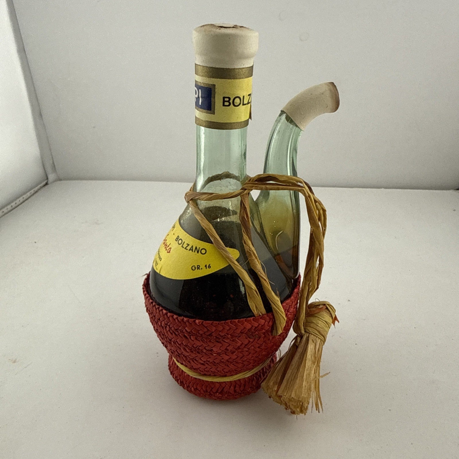Vintage Italian Vino Chinato Pipe Decanter Miniature Amedeo Volta 120ml